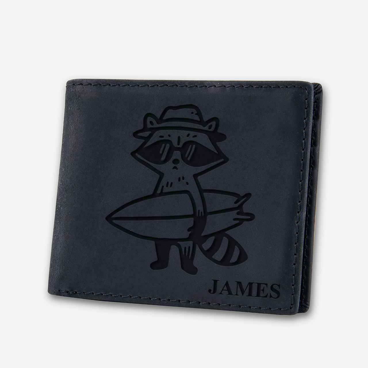 Personalized Vintage Leather Wallet_Raccoon