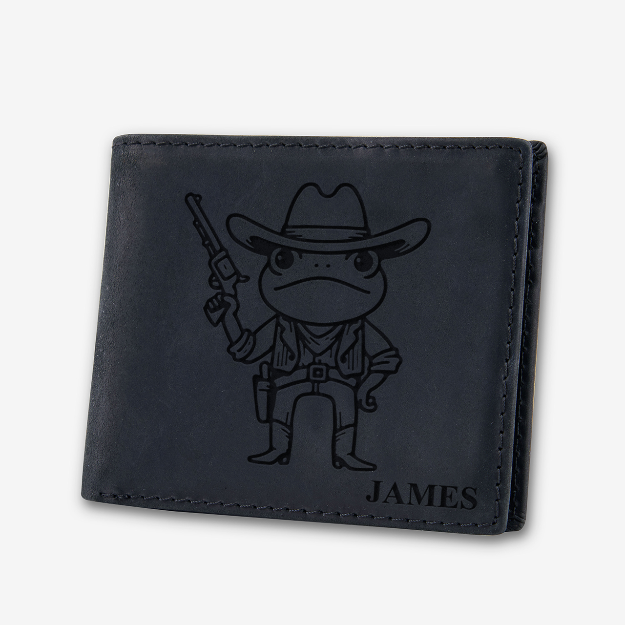 Personalized Vintage Leather Wallet_Frog
