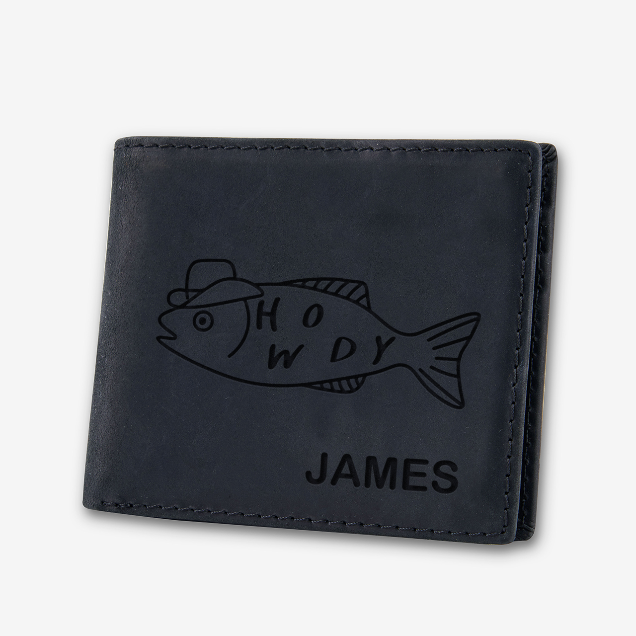 Personalized Vintage Leather Wallet_Fish