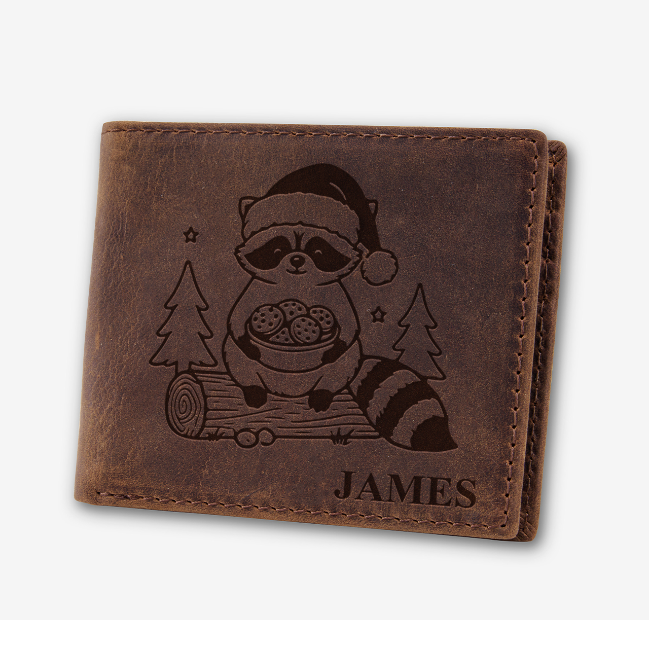 Personalized Vintage Leather Wallet_Raccoon