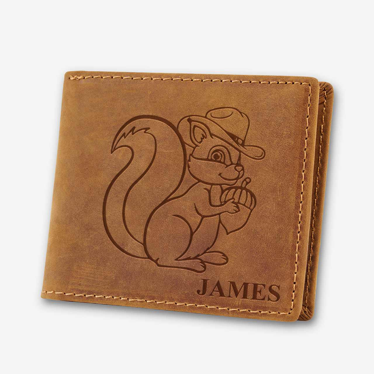 Personalized Vintage Leather Wallet_Squirrel