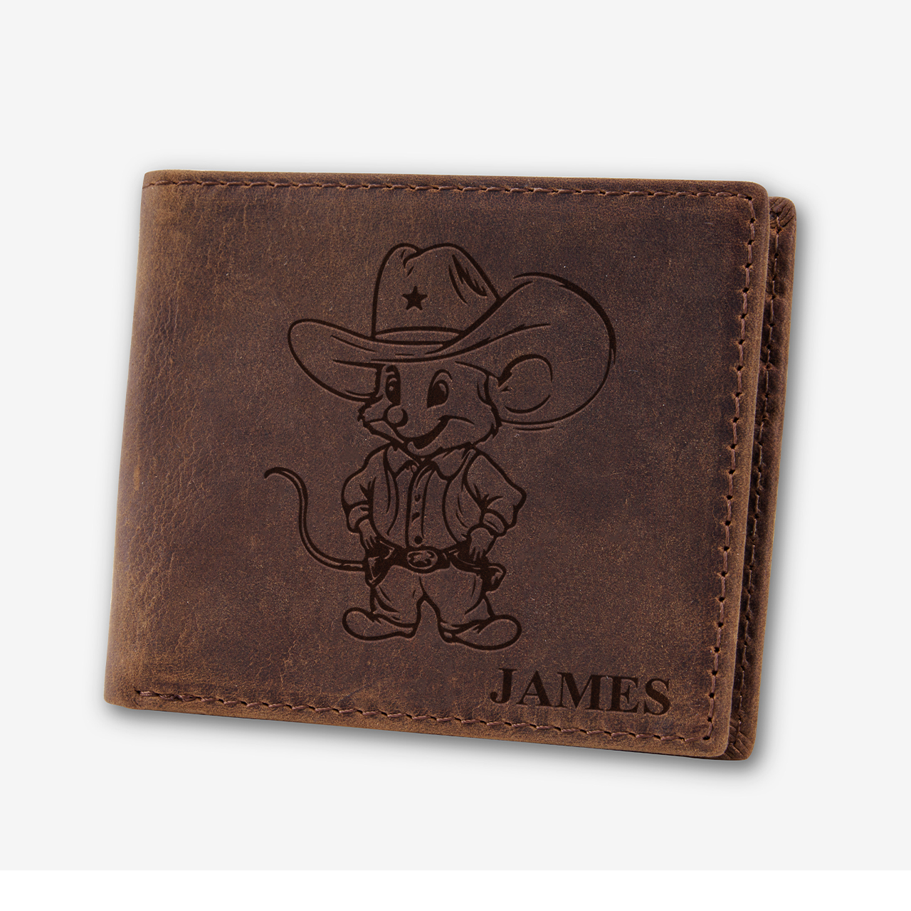 Personalized Vintage Leather Wallet_Mouse