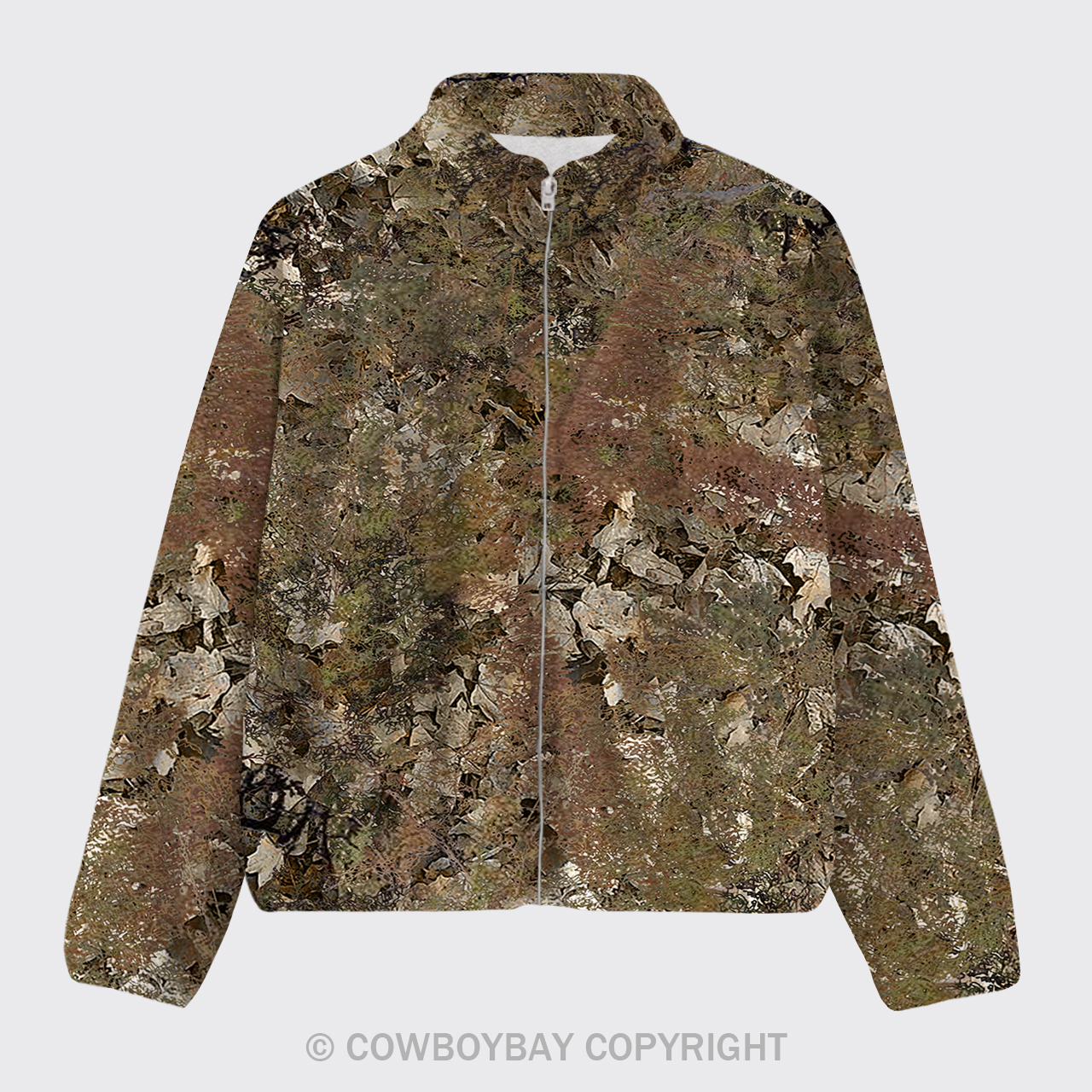 Withered Leaves Pattern Fleece Jacket