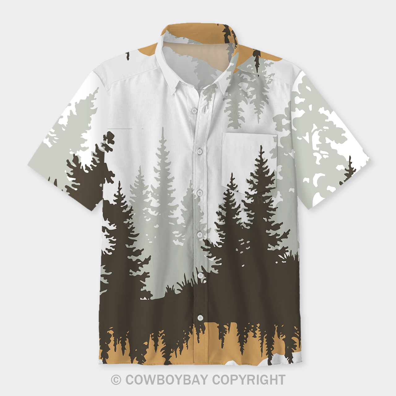 Fir Tree Forest Border Button Up Shirts
