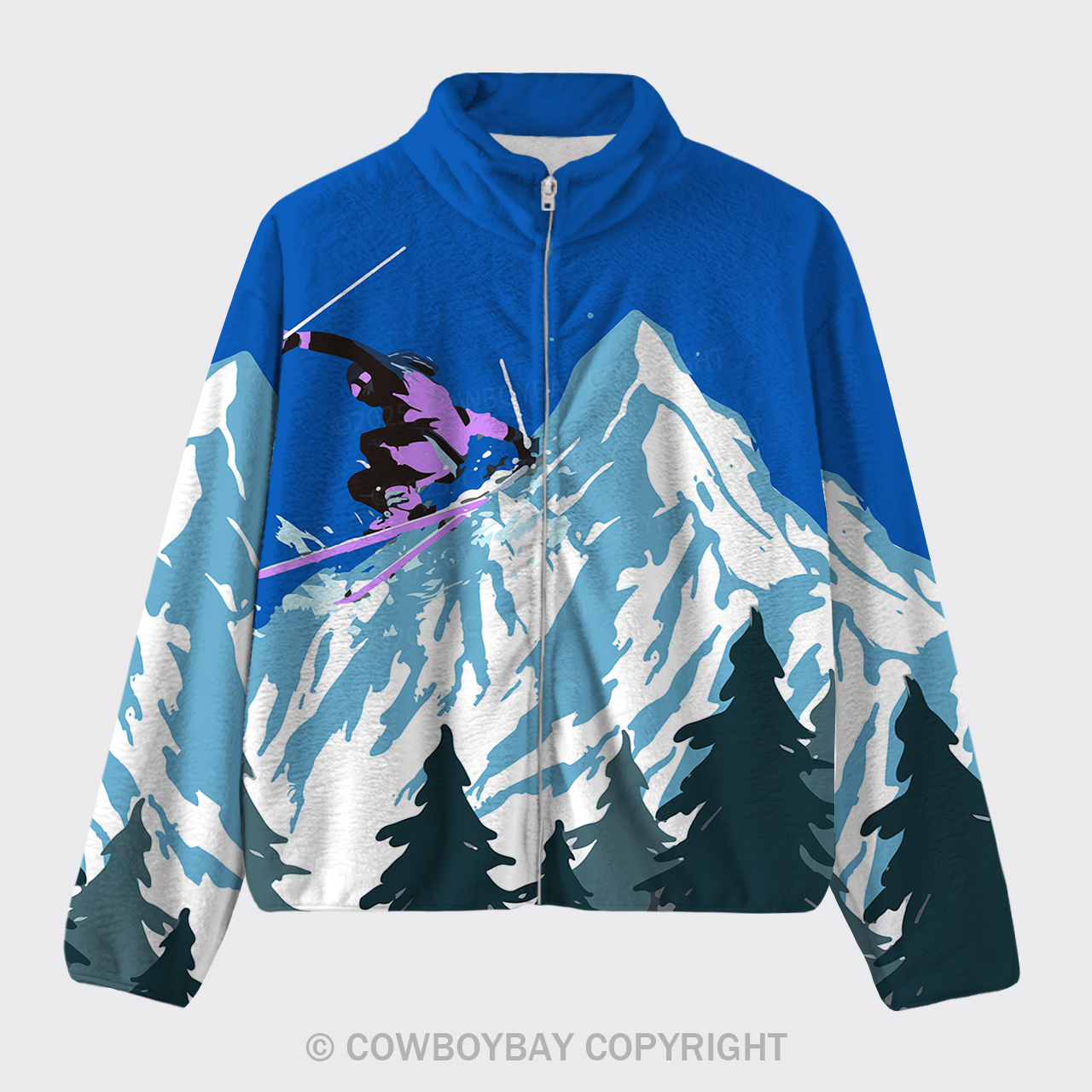 Retro Skiing Fleece Jacket