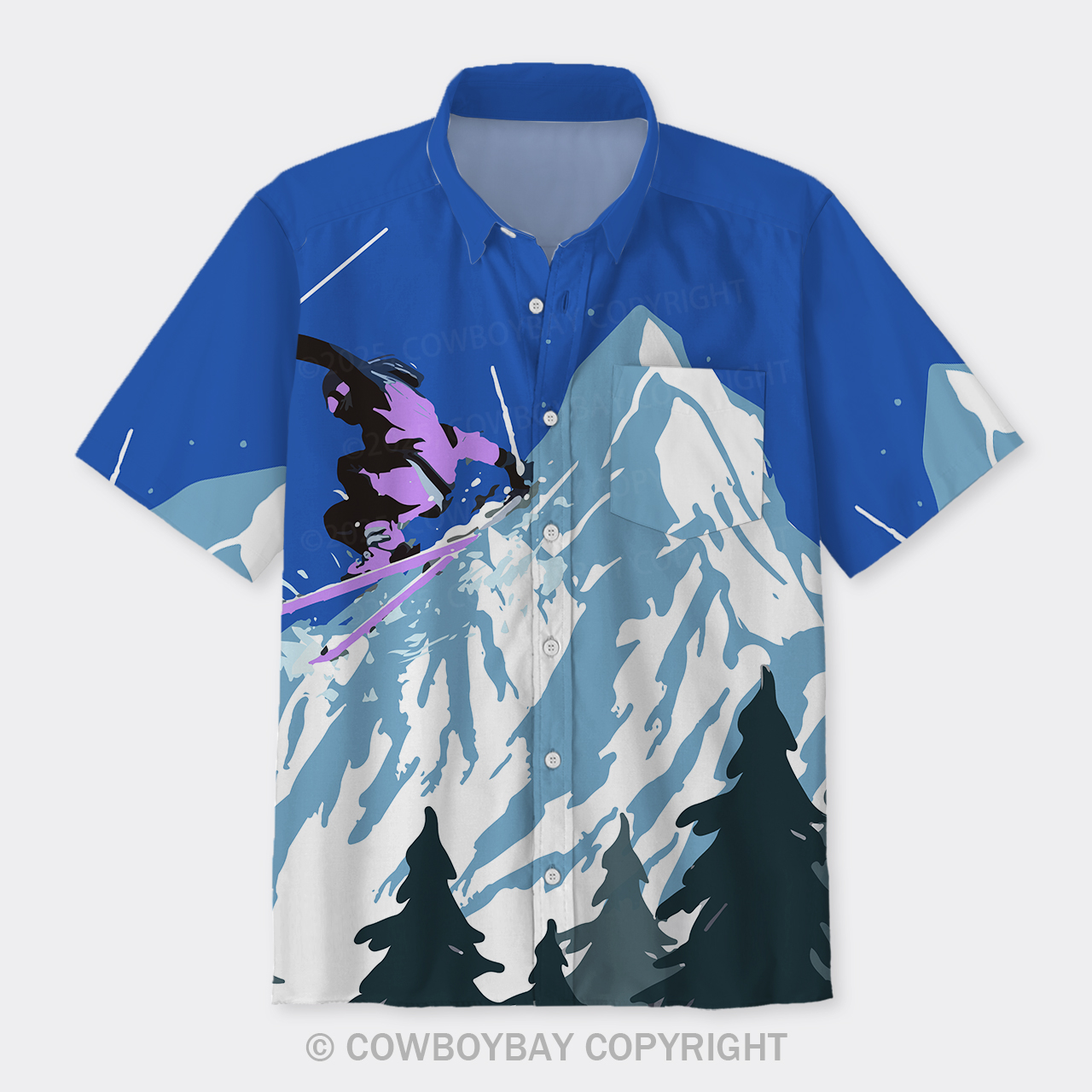 Retro Skiing Button Up Shirts