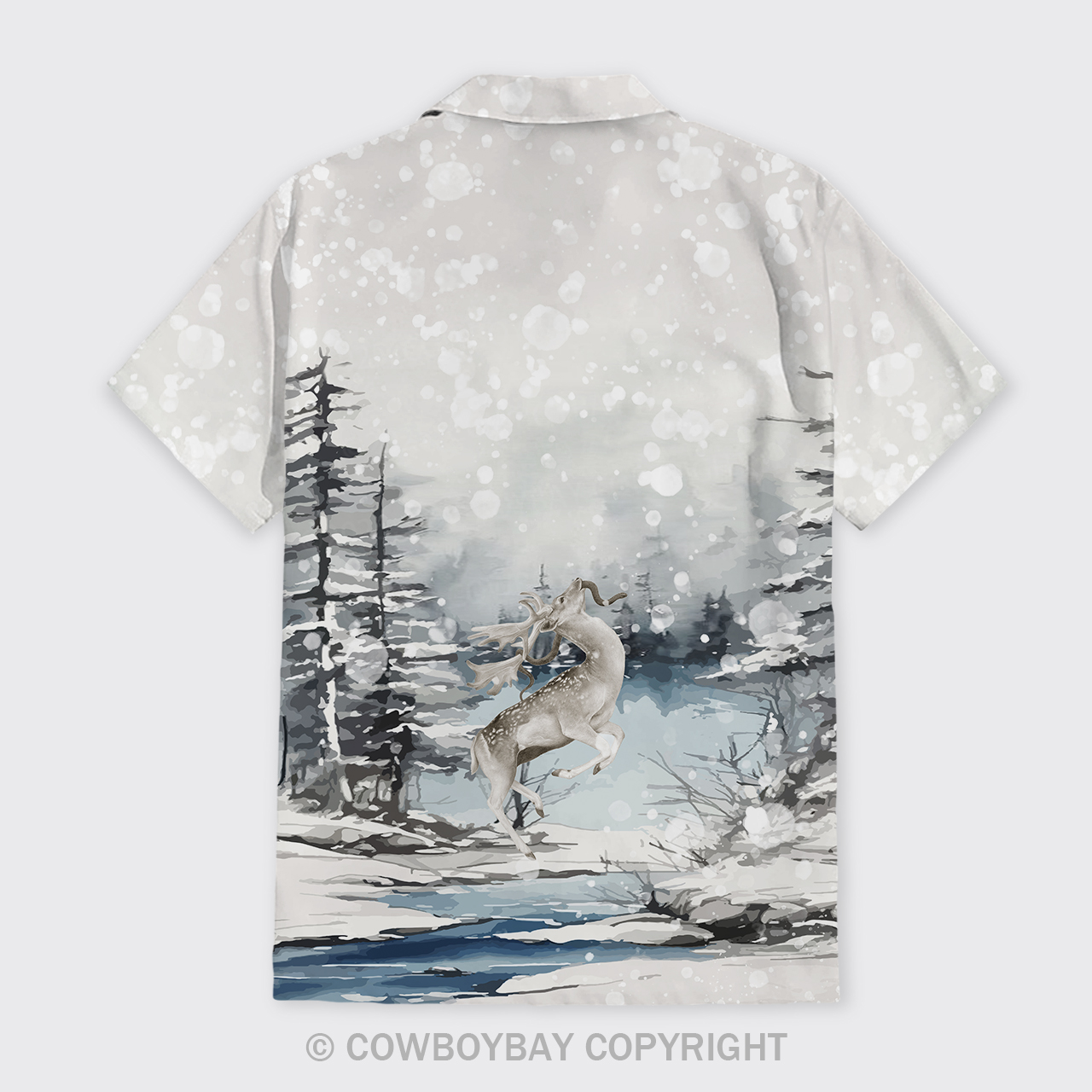 Deer In The Snowy Mountains Button Up Shirts