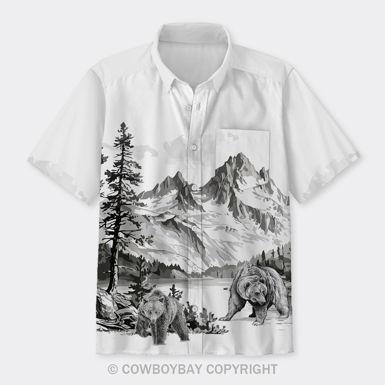 Araffe Bear In The Woods Button Up Shirts