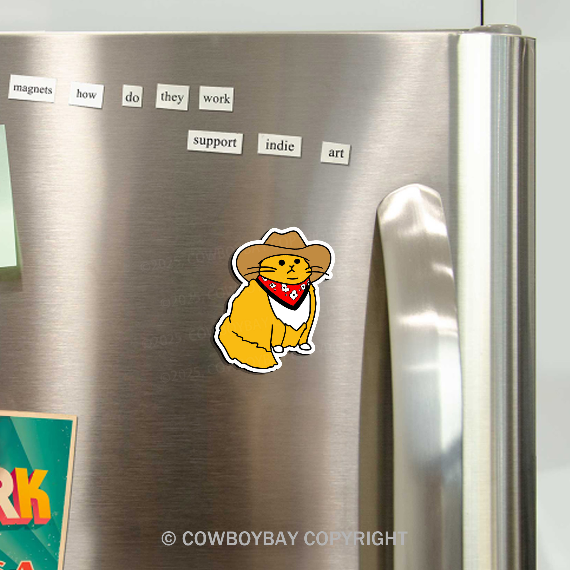 Western Cowboy Cat Fridge Magnet