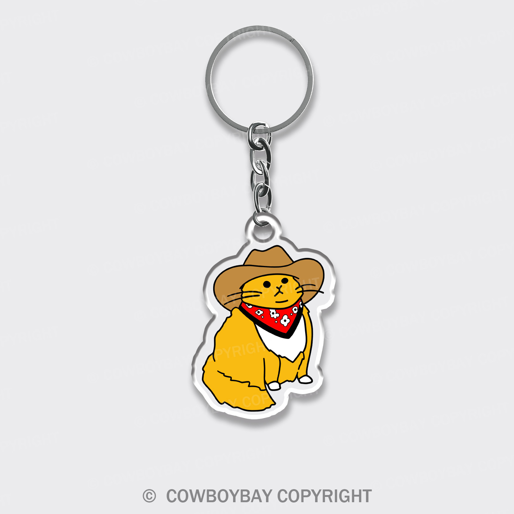 Western Cowboy Cat Keychain