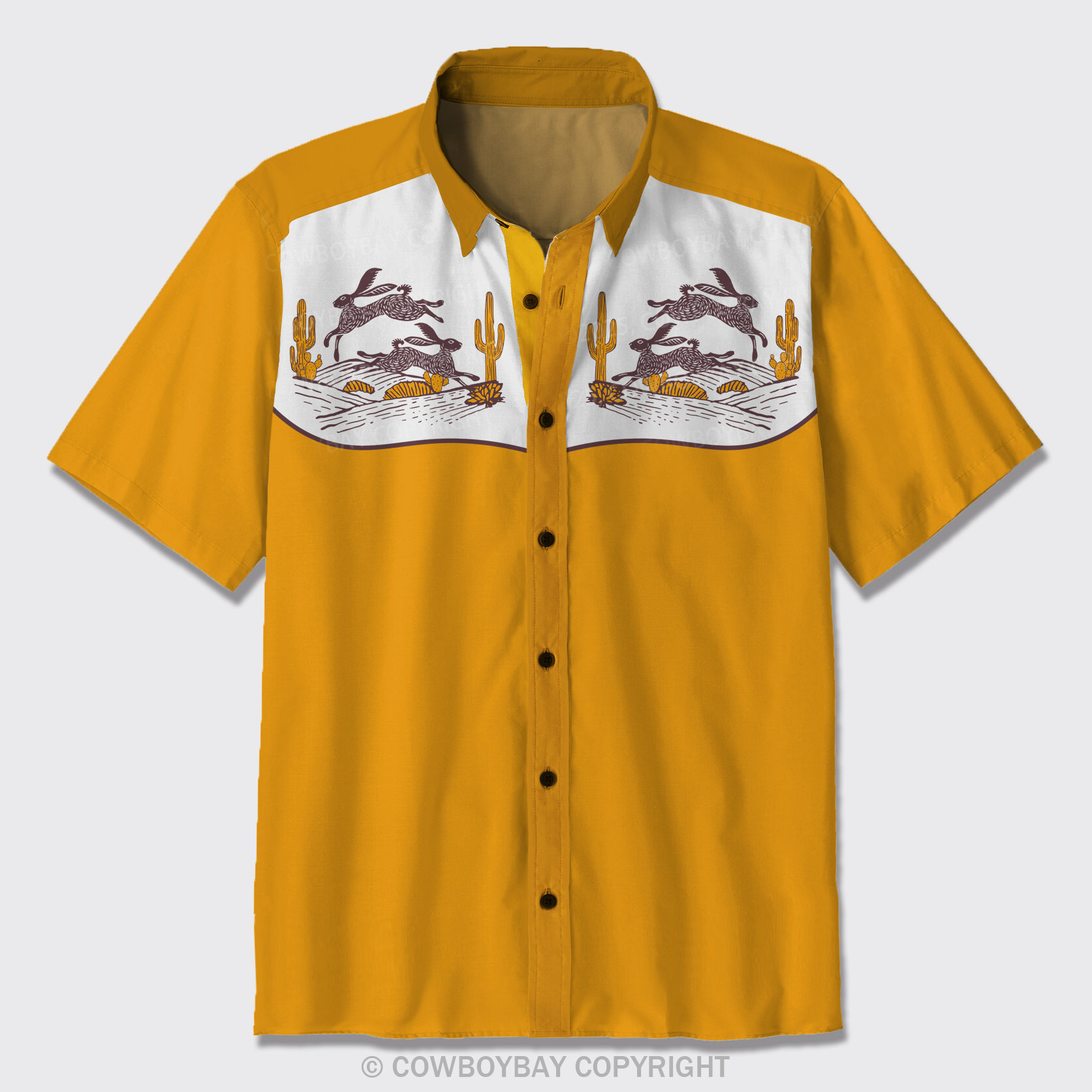 The Easter Bunny In The Wheat Field Button Up Shirts