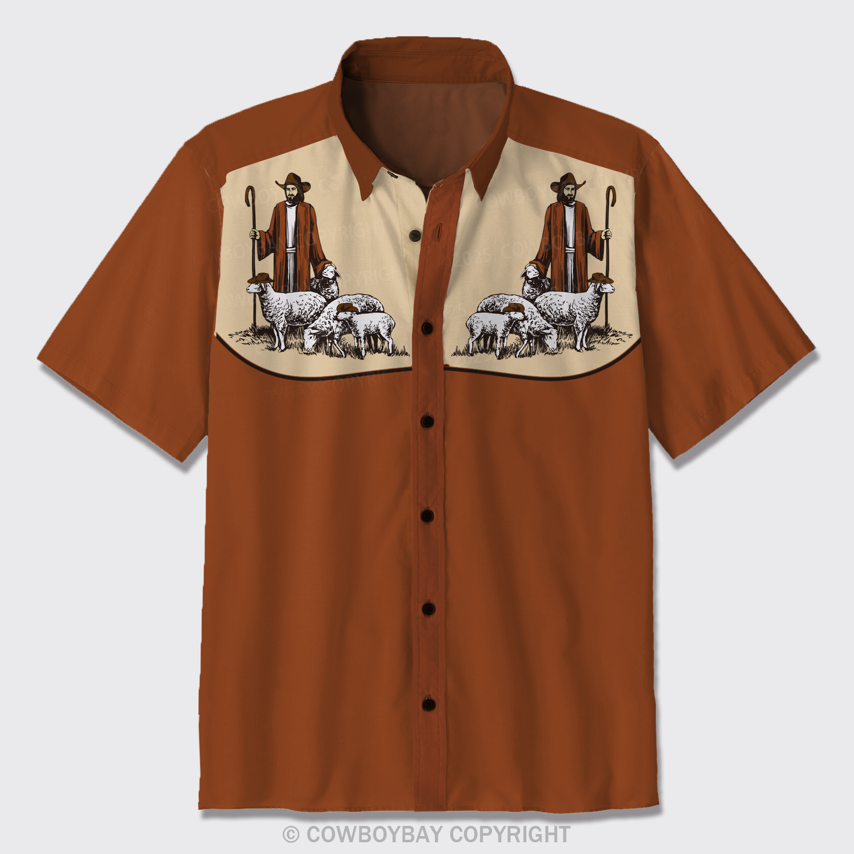 The Shepherd In The Middle Button Up Shirts