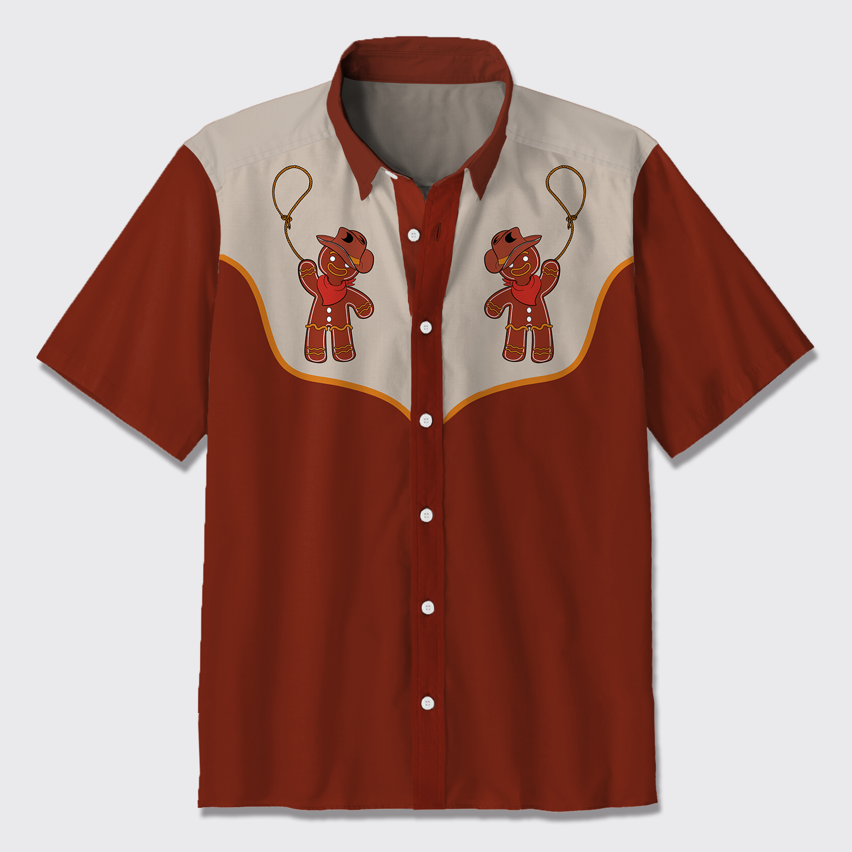 Cowboy Gingerbread Man Button Up Shirts