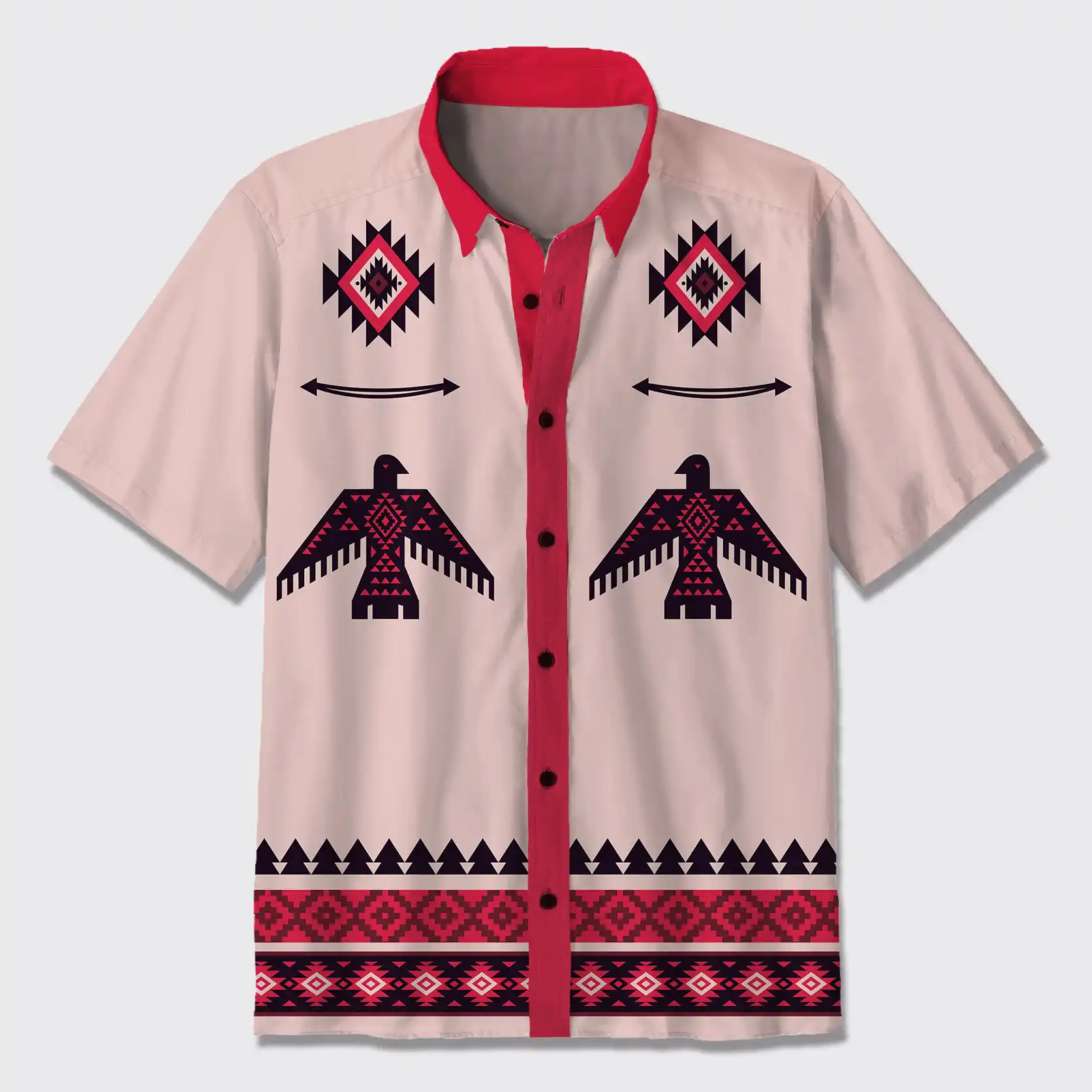 Red Aztec Thunderbird Button Up Shirts