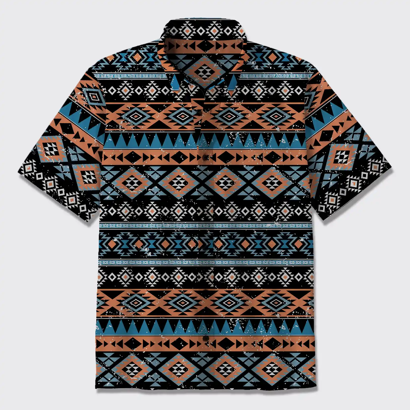 Aztec Tribal Art Colorful Button Up Shirts_1