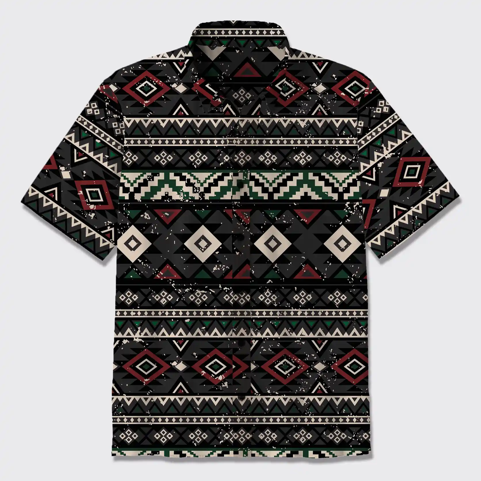 Aztec Tribal Art Colorful Button Up Shirts_2