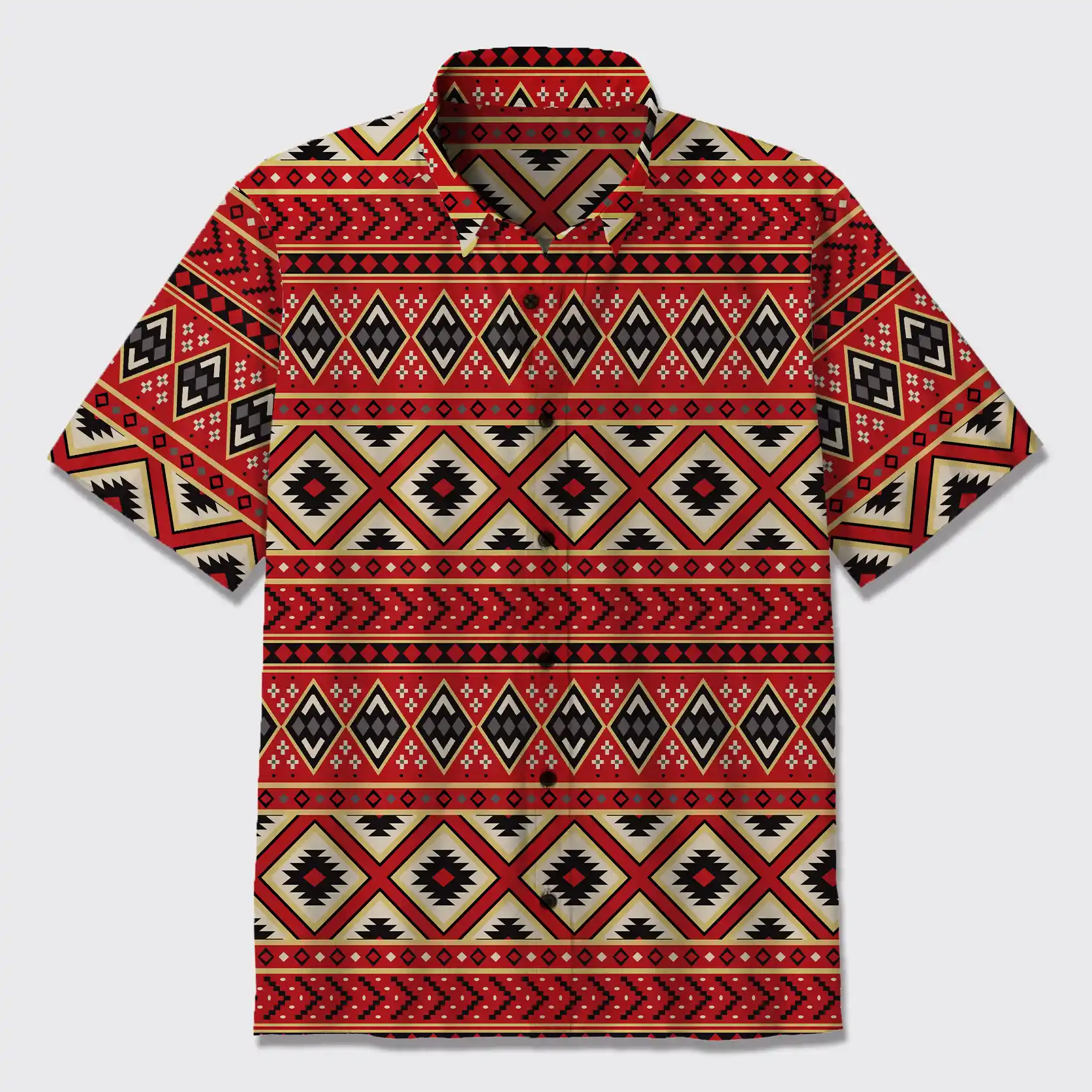 Aztec Tribal Geometric Ethnic Button Up Shirts_1