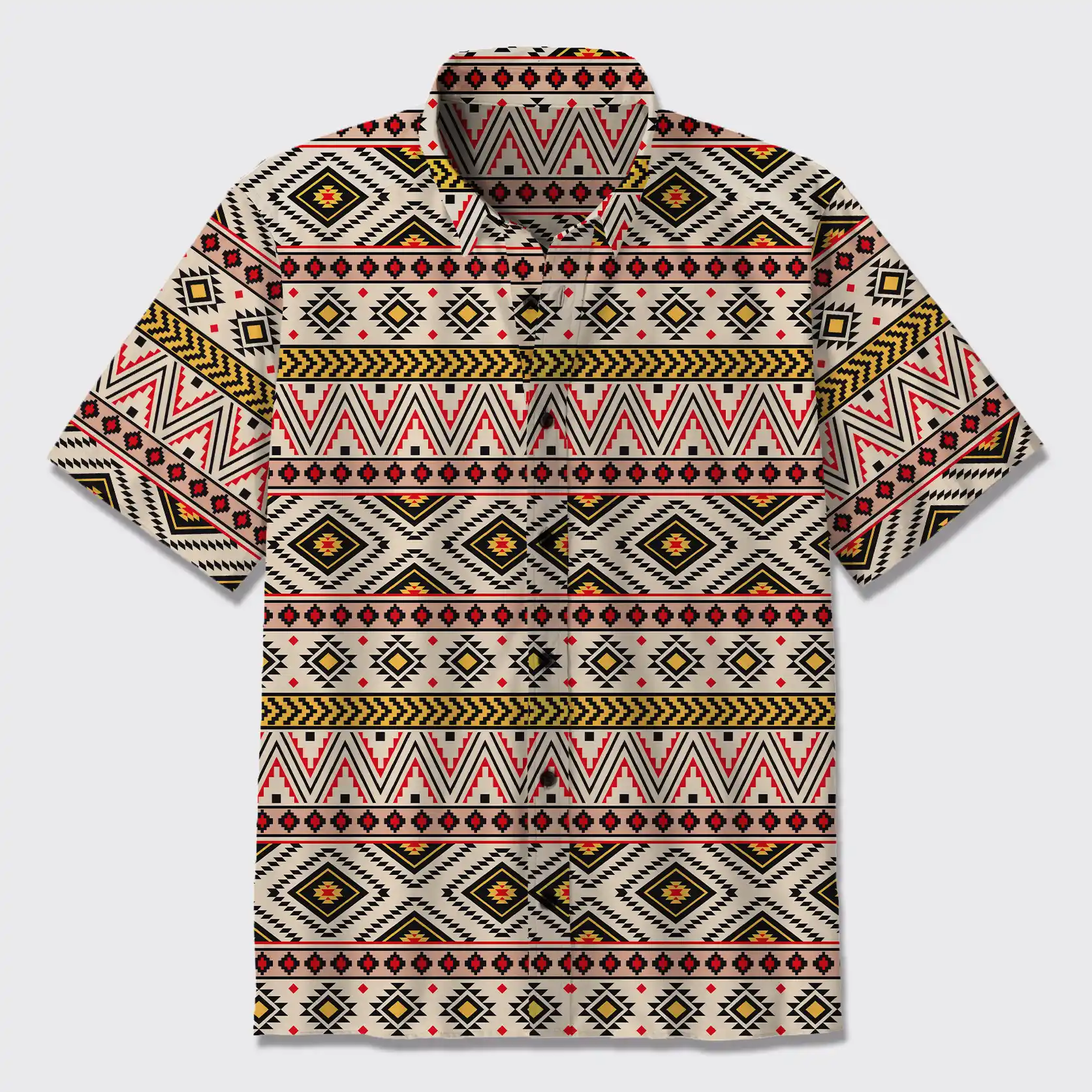 Aztec Tribal Geometric Ethnic Button Up Shirts_2