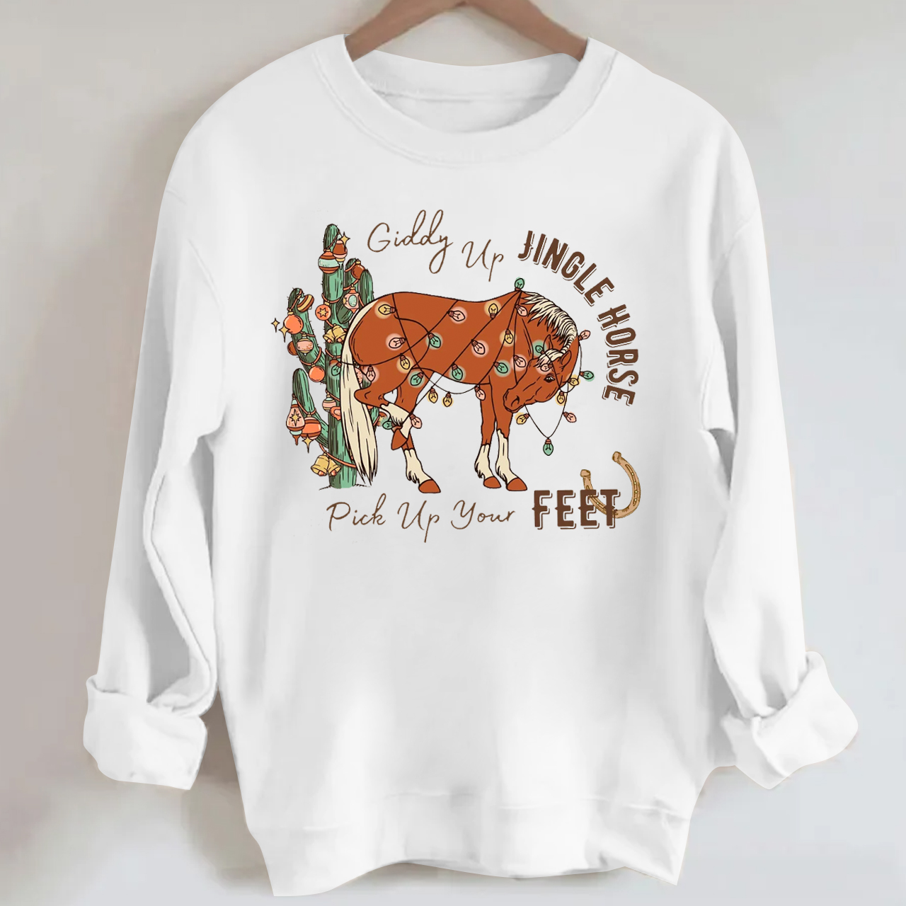 Giddy Up Jingle Horse Pick Up Your Feet Christmas Sweatshirt