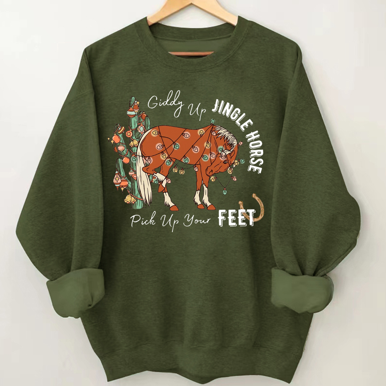 Giddy Up Jingle Horse Pick Up Your Feet Christmas Sweatshirt