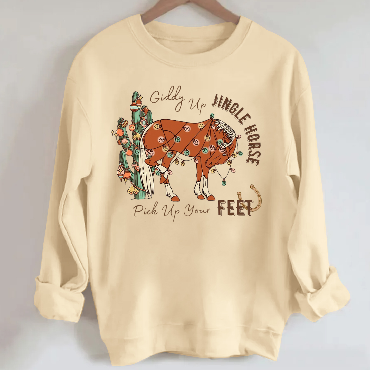 Giddy Up Jingle Horse Pick Up Your Feet Christmas Sweatshirt