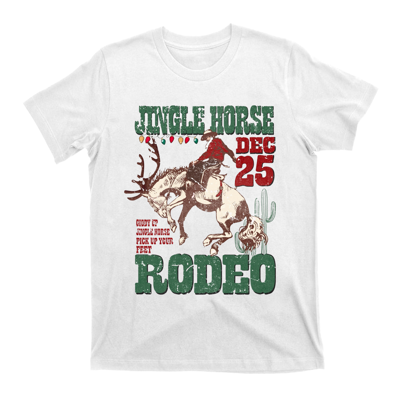 Jingle Horse Cowboy Santa Christmas Cotton T-Shirts