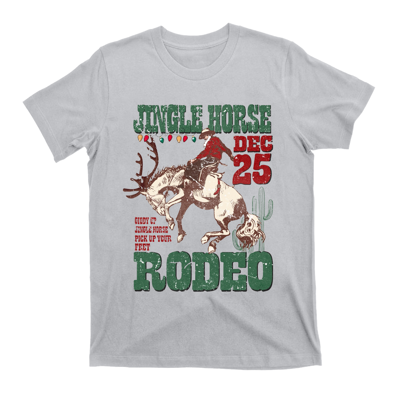 Jingle Horse Cowboy Santa Christmas Cotton T-Shirts