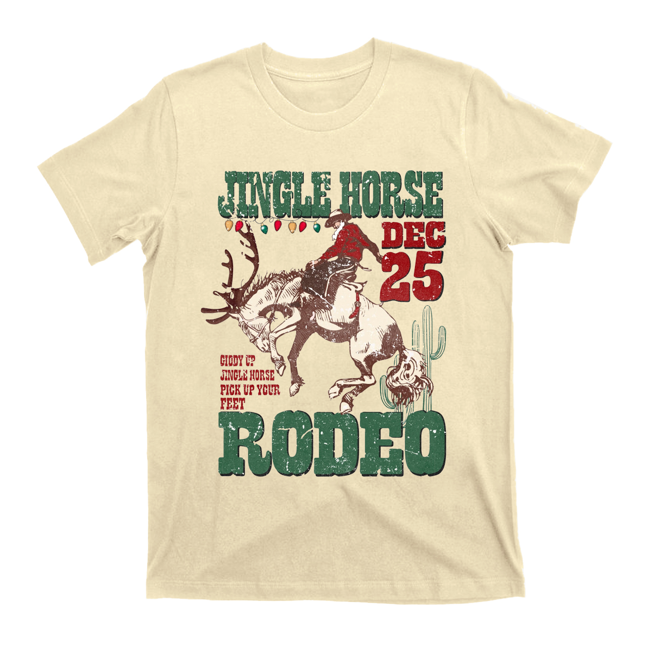 Jingle Horse Cowboy Santa Christmas Cotton T-Shirts