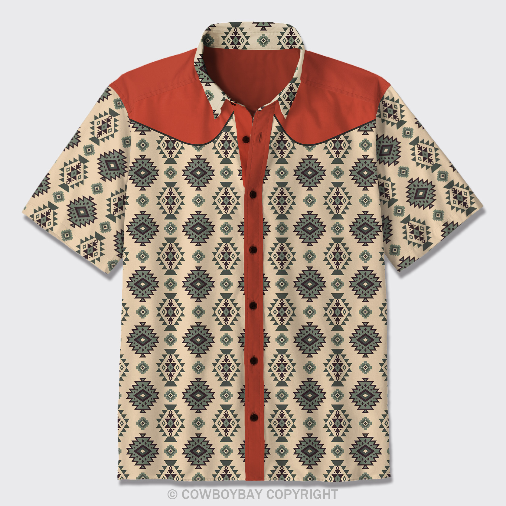 Aztec Pattern Design Button Up Shirts_8