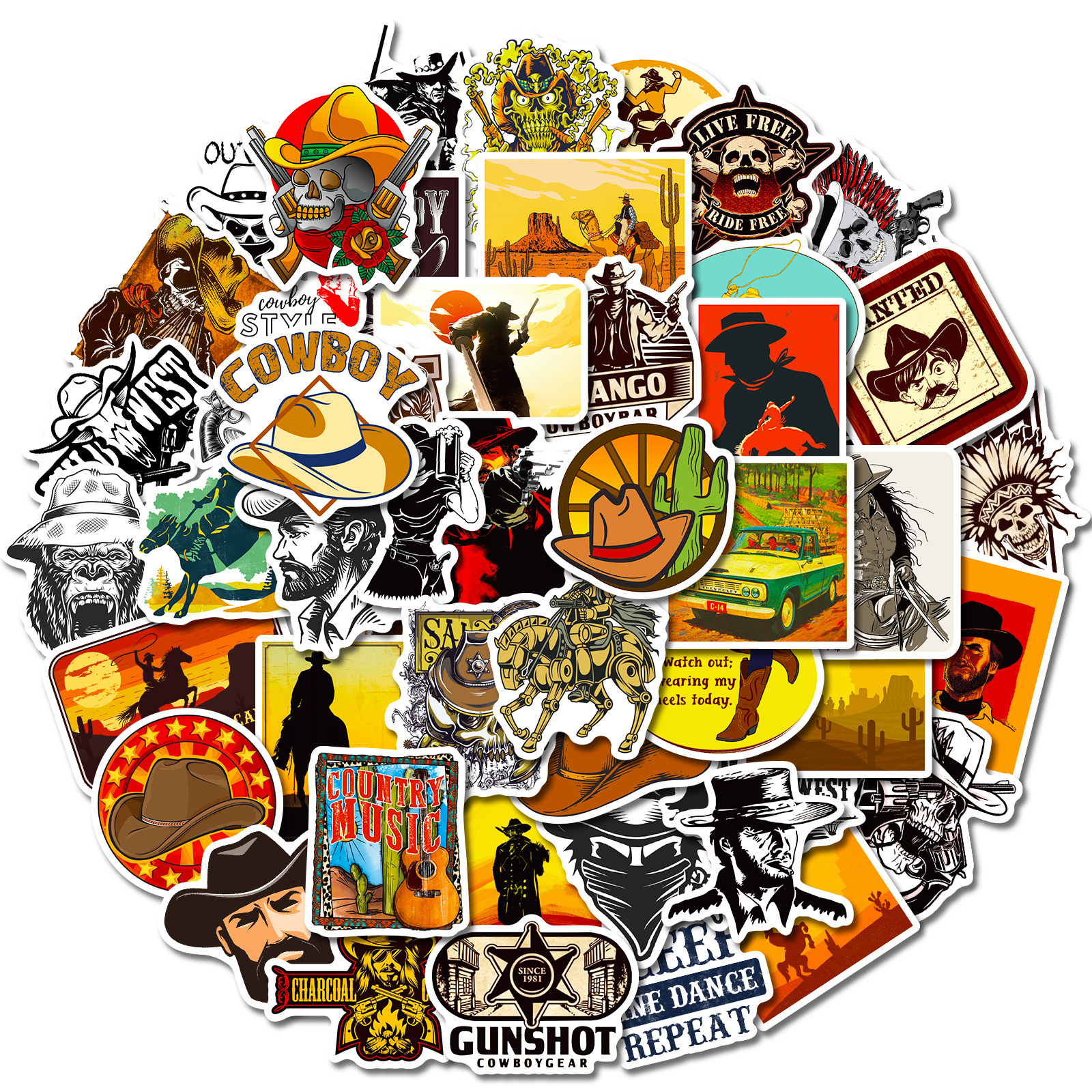 Western Cowboy Personality Graffiti Wild Stickers