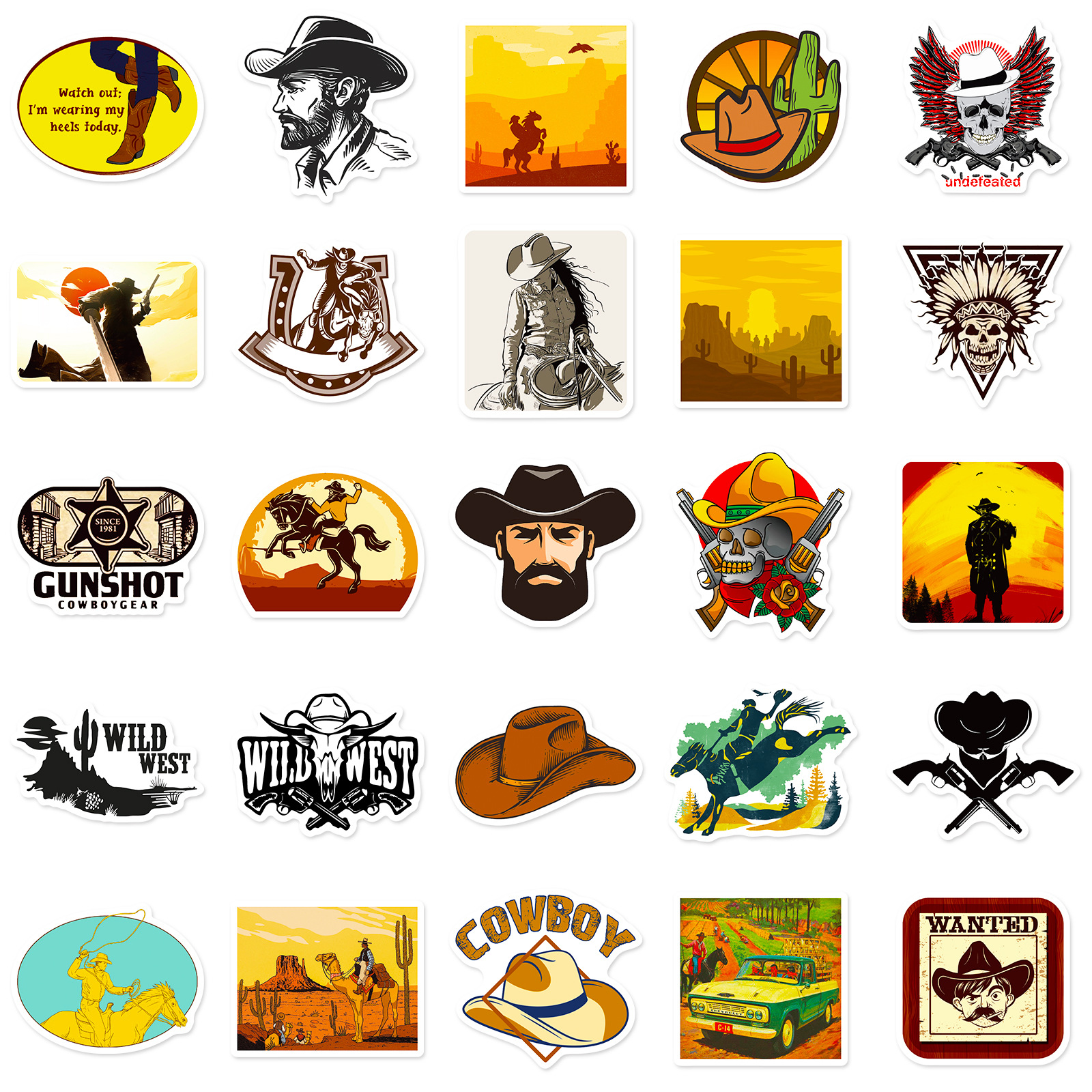 Western Cowboy Personality Graffiti Wild Stickers