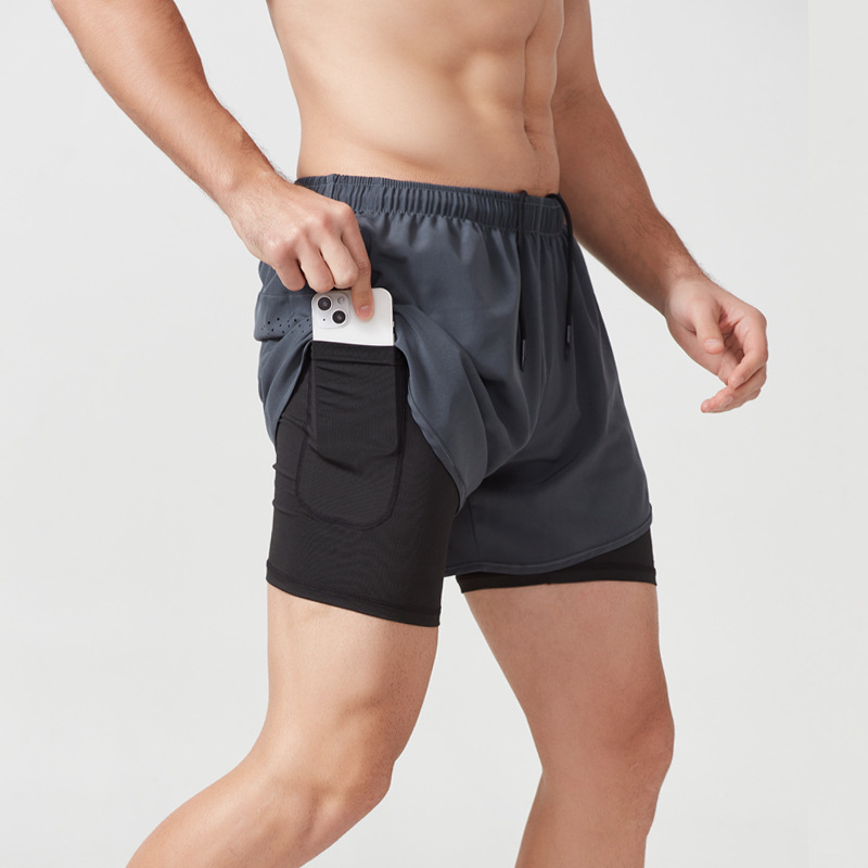 Men's —Fake Two Sports Shorts