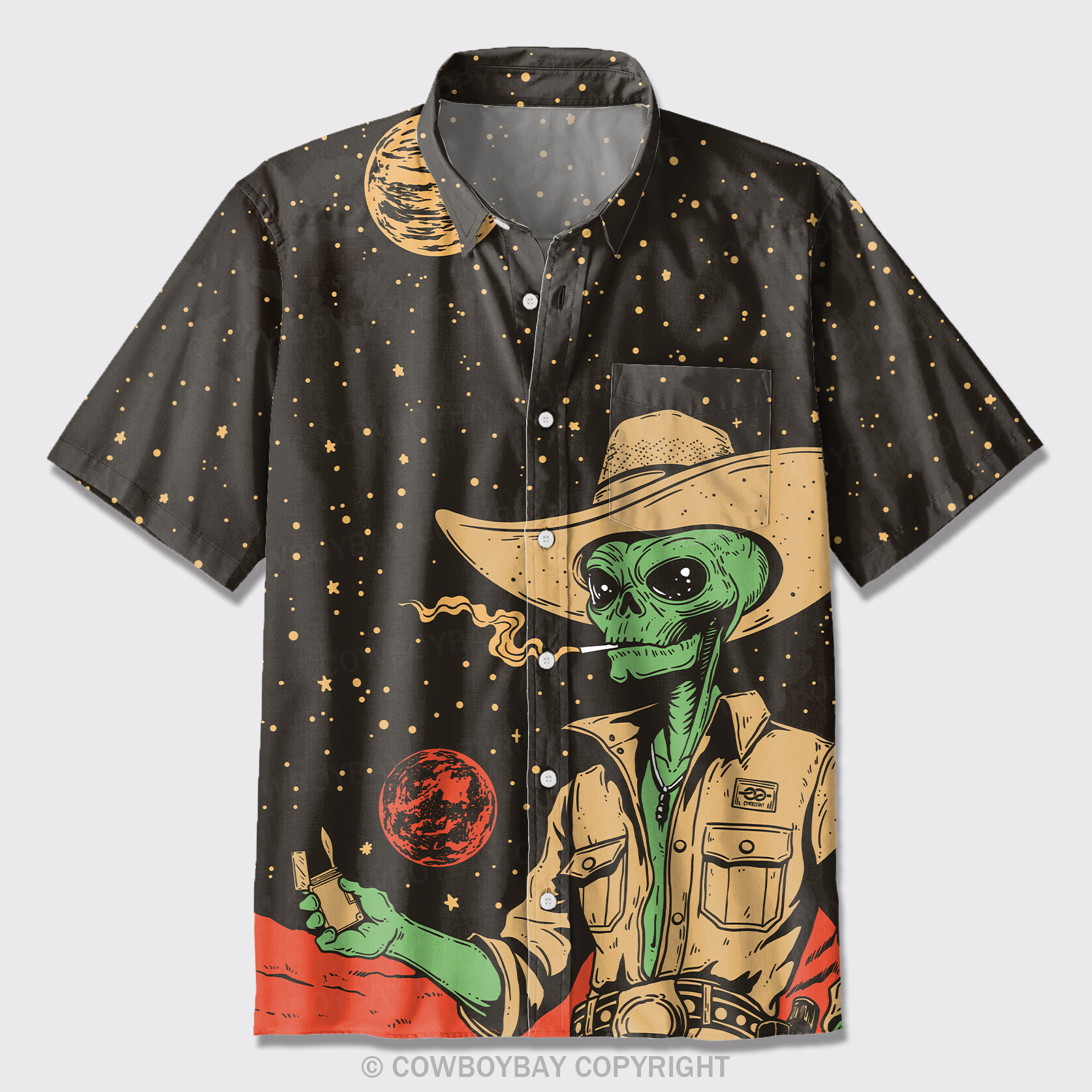 Cowboy Alien Button Up Shirts