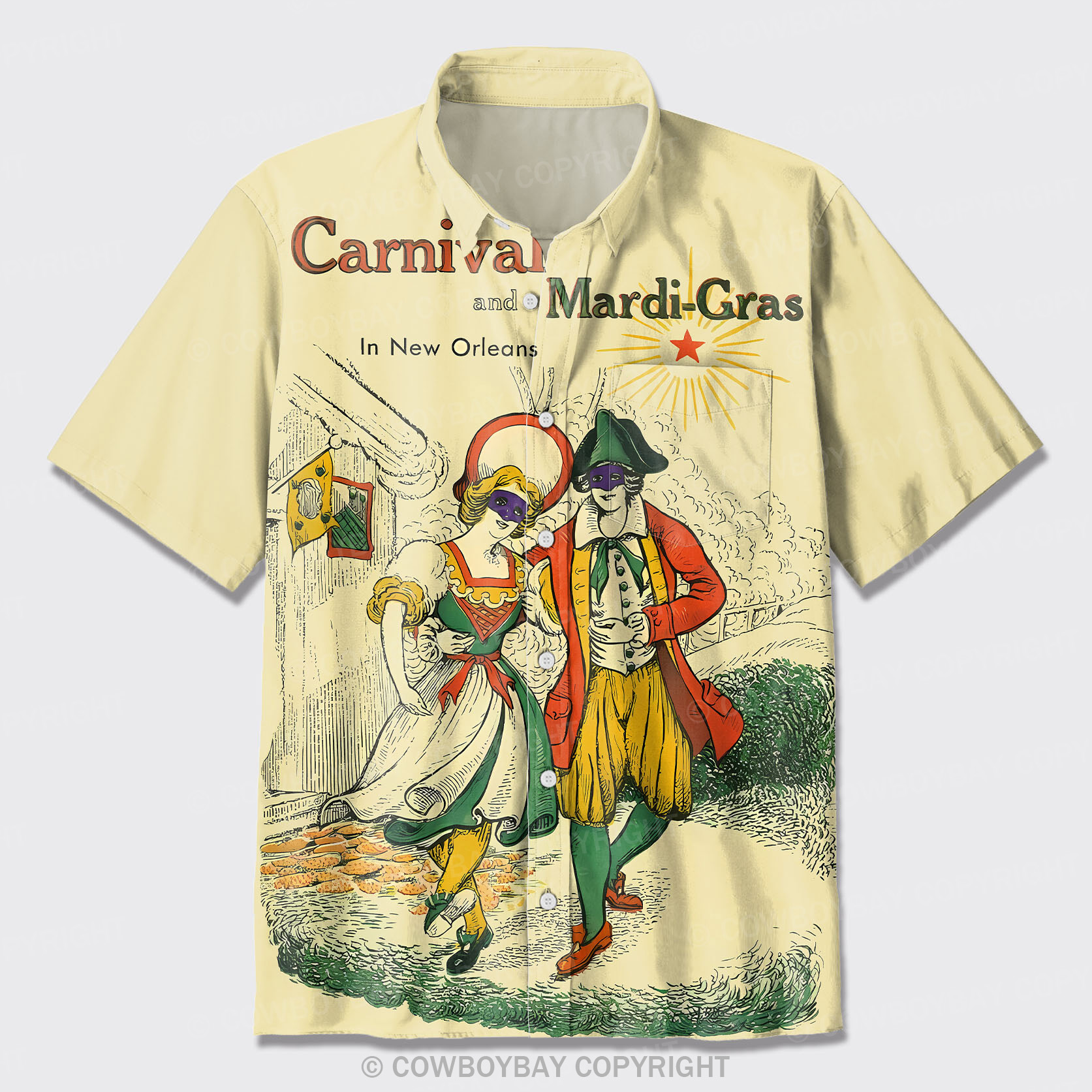 Vintage Mardi Gras Button Up Shirts