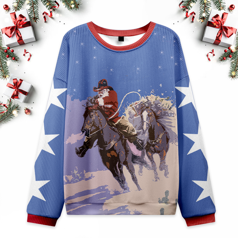 Christmas Cowboys In The Snow Ugly Sweater