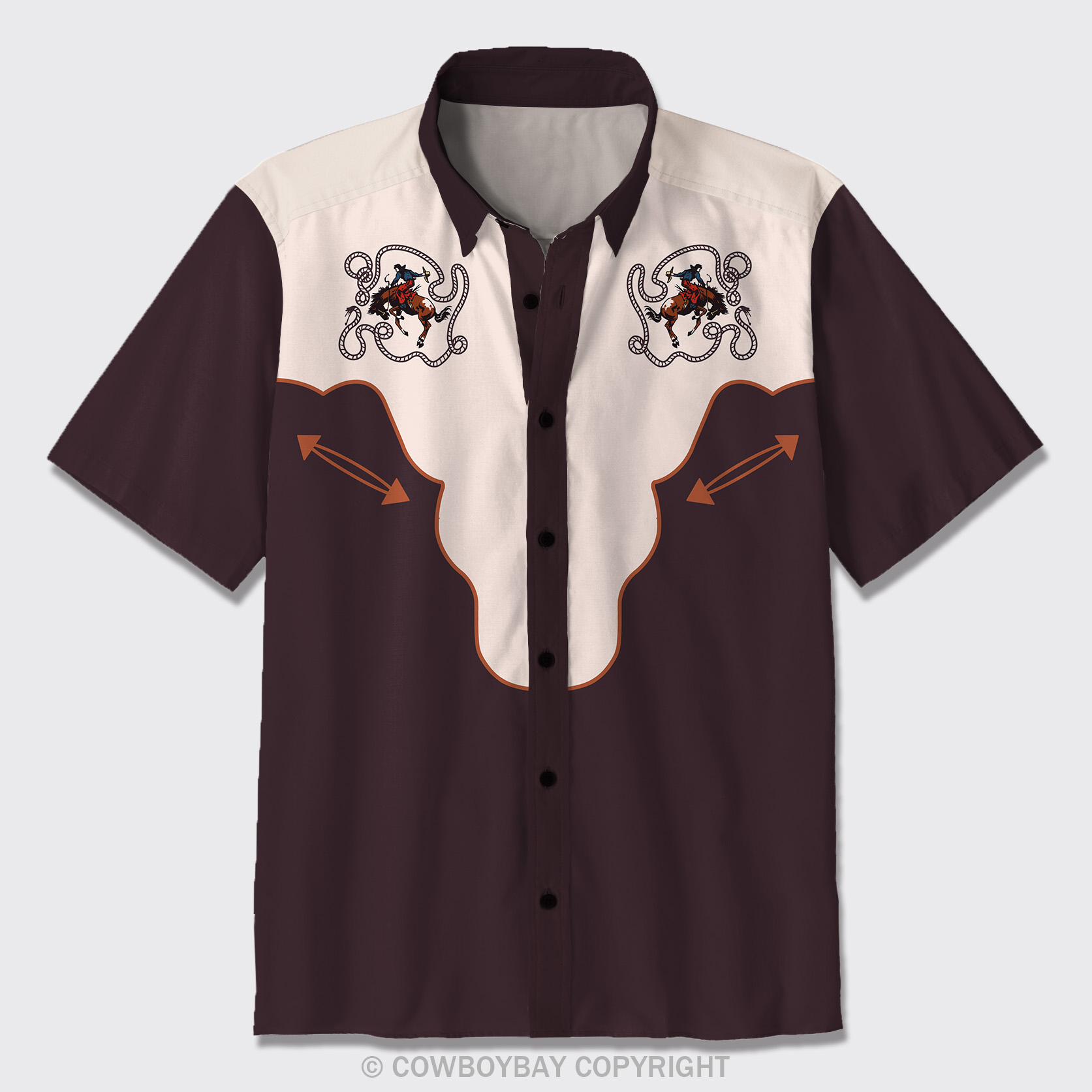 Cowboy Riding Rope Around Button Up Shirts