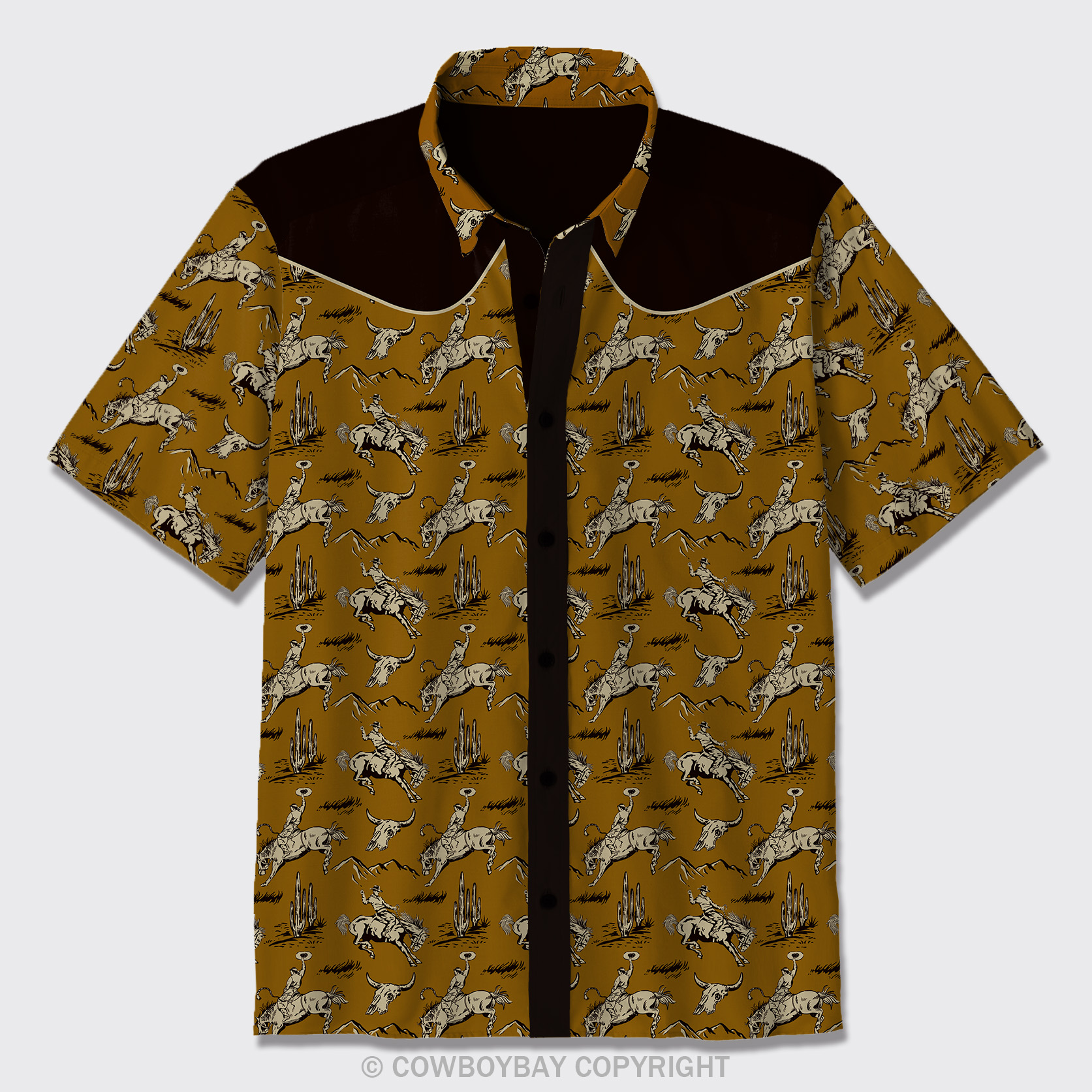 Cowboy Riding Pattern Button Up Shirts