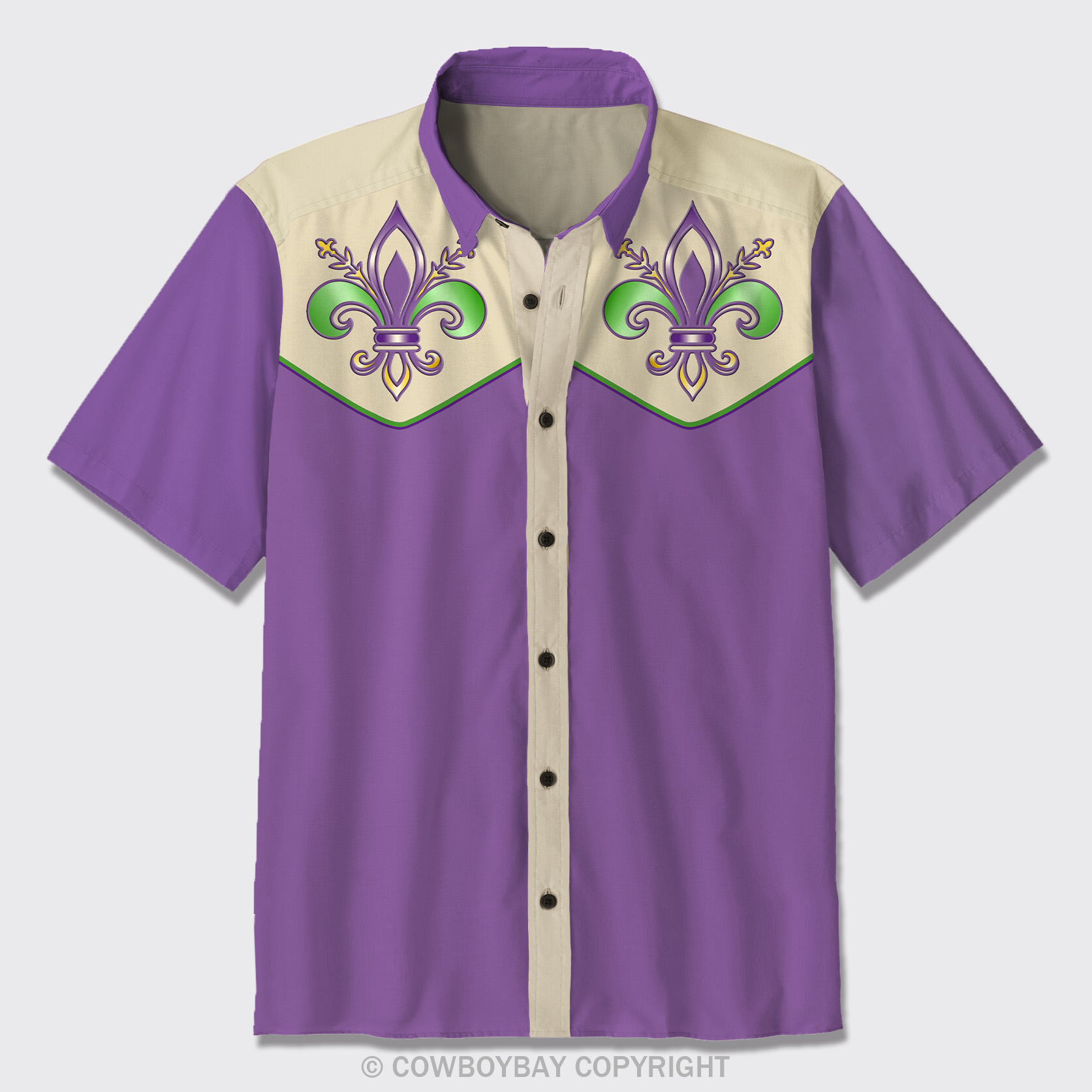Mardi Gras Fleur De Lis Button Up Shirts