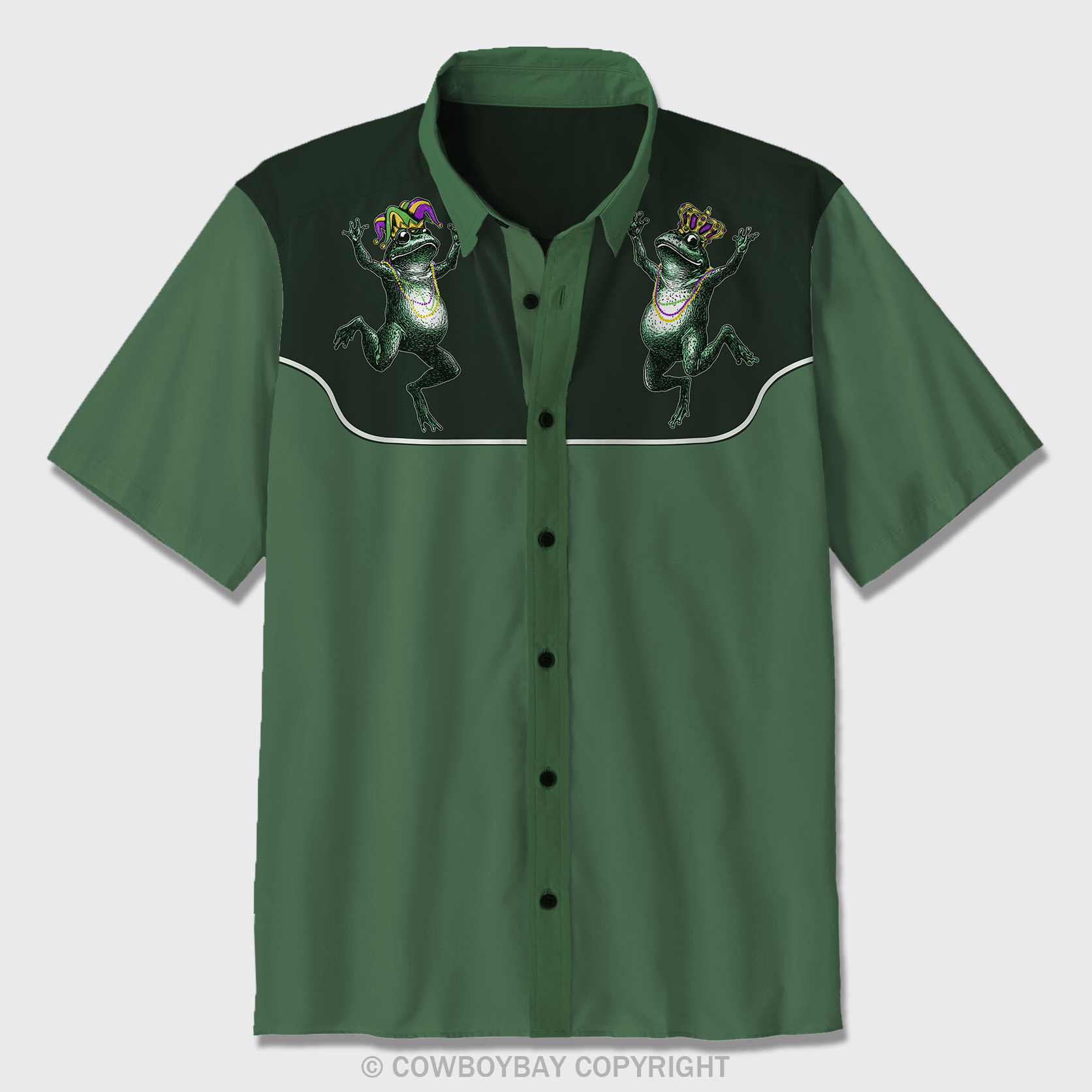 Mardi Gras Frog Gigging Button Up Shirts