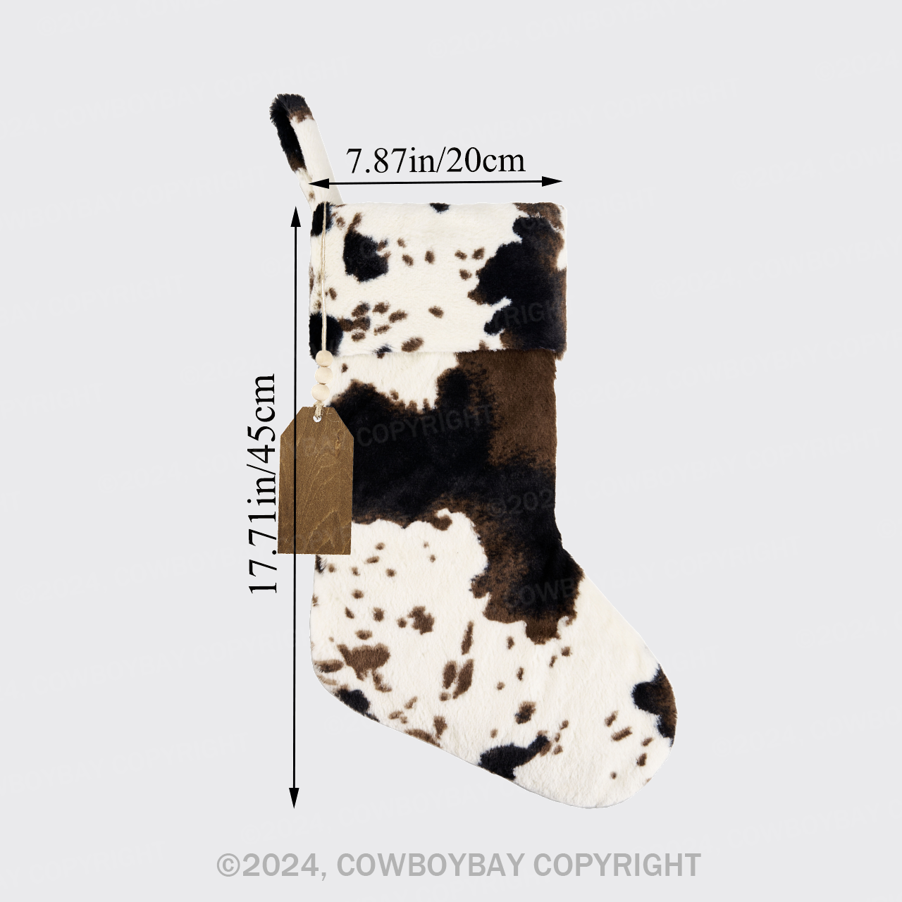 Personalized Log Tag Cow Print Plush Christmas Socks