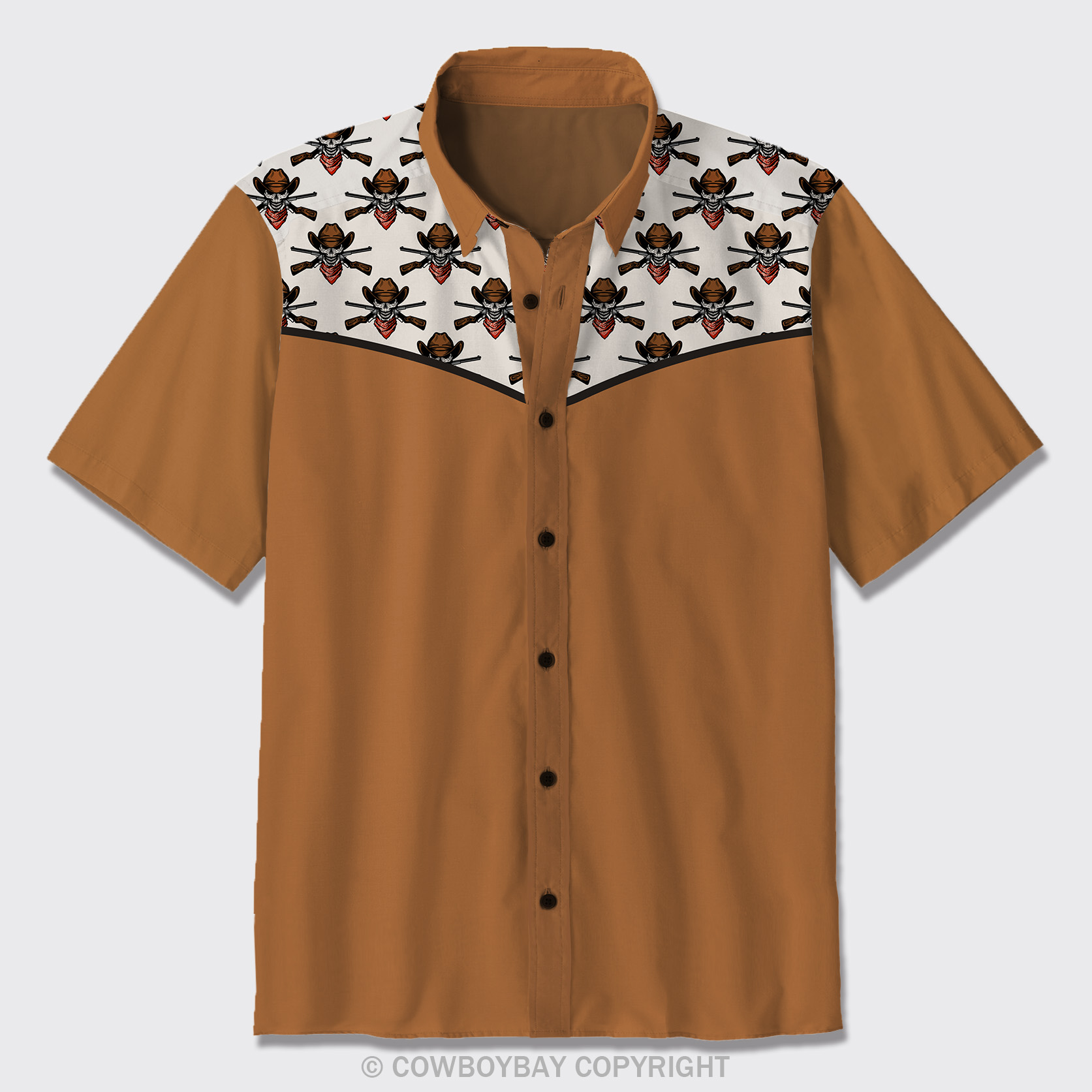 Skeleton Cowboy Shotgun Button Up Shirts