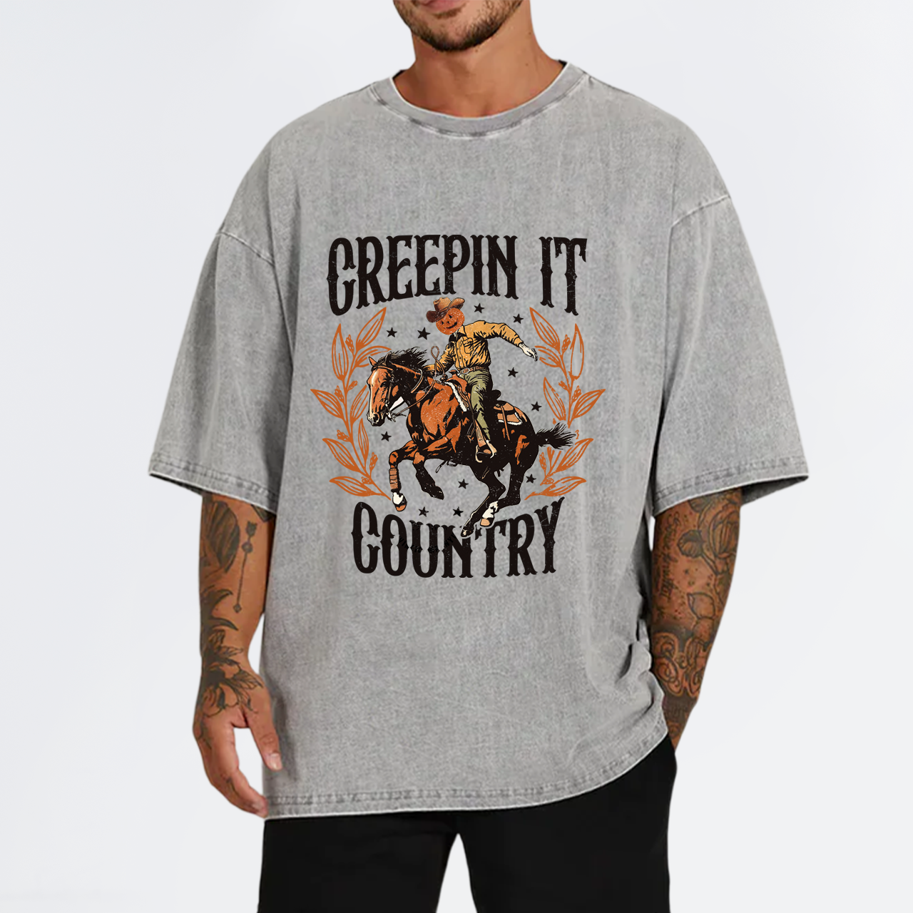 Creepin It Country Western Halloween Garment-dye Tees