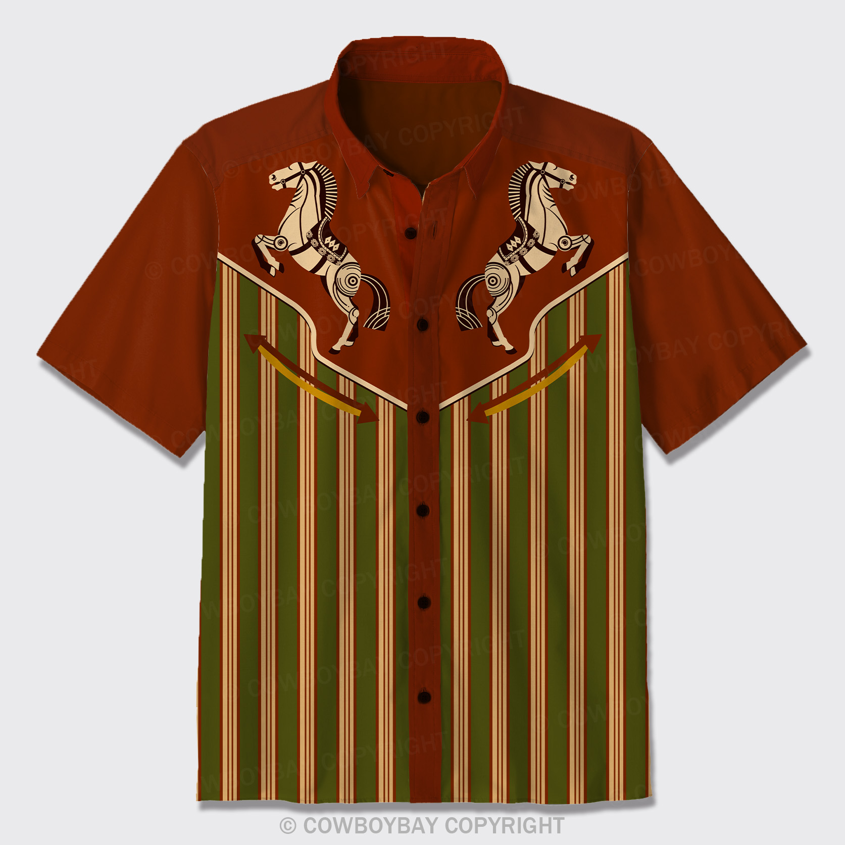 Stripes And Horses Button Up Shirts