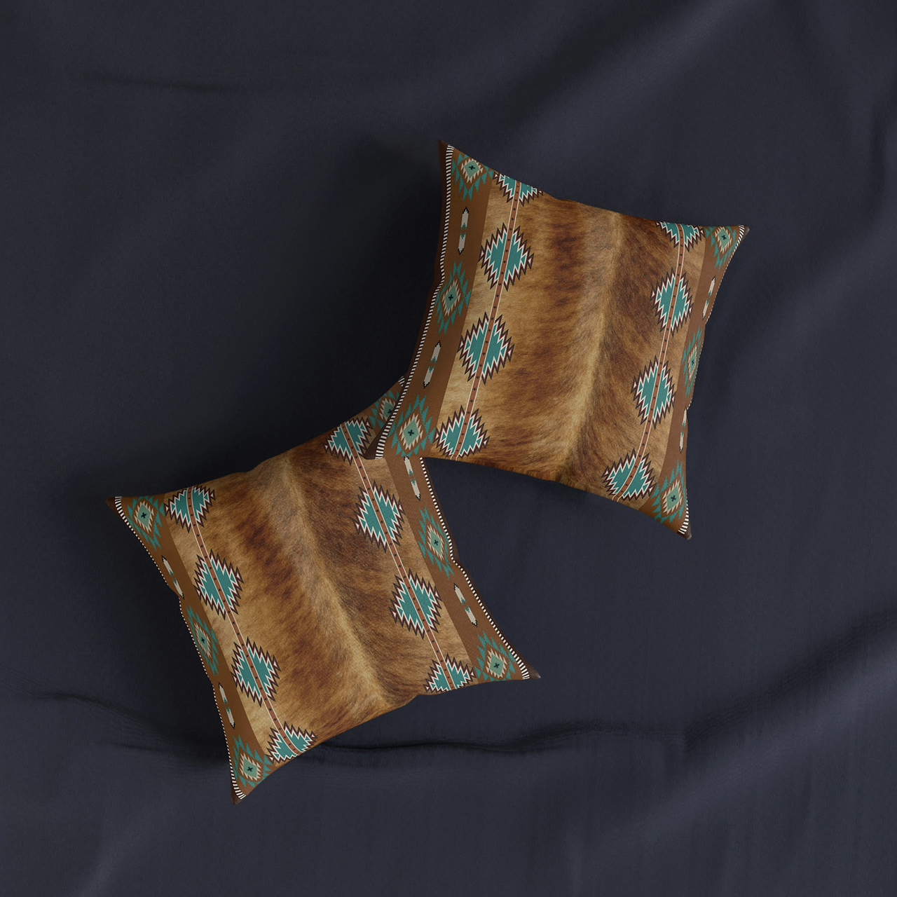 Western Faux Cowhide Square Pillow