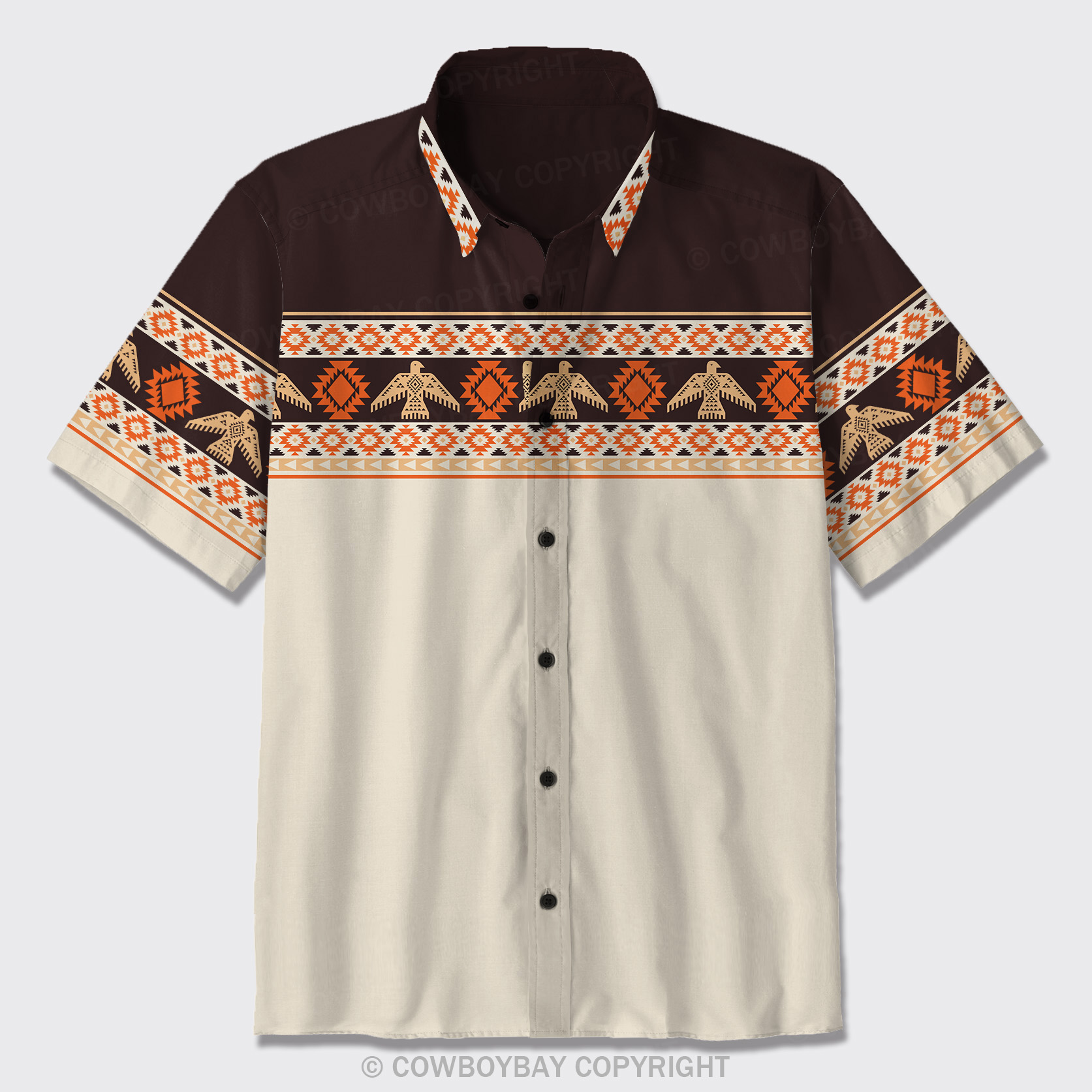 Aztec Pattern Design Button Up Shirts_6