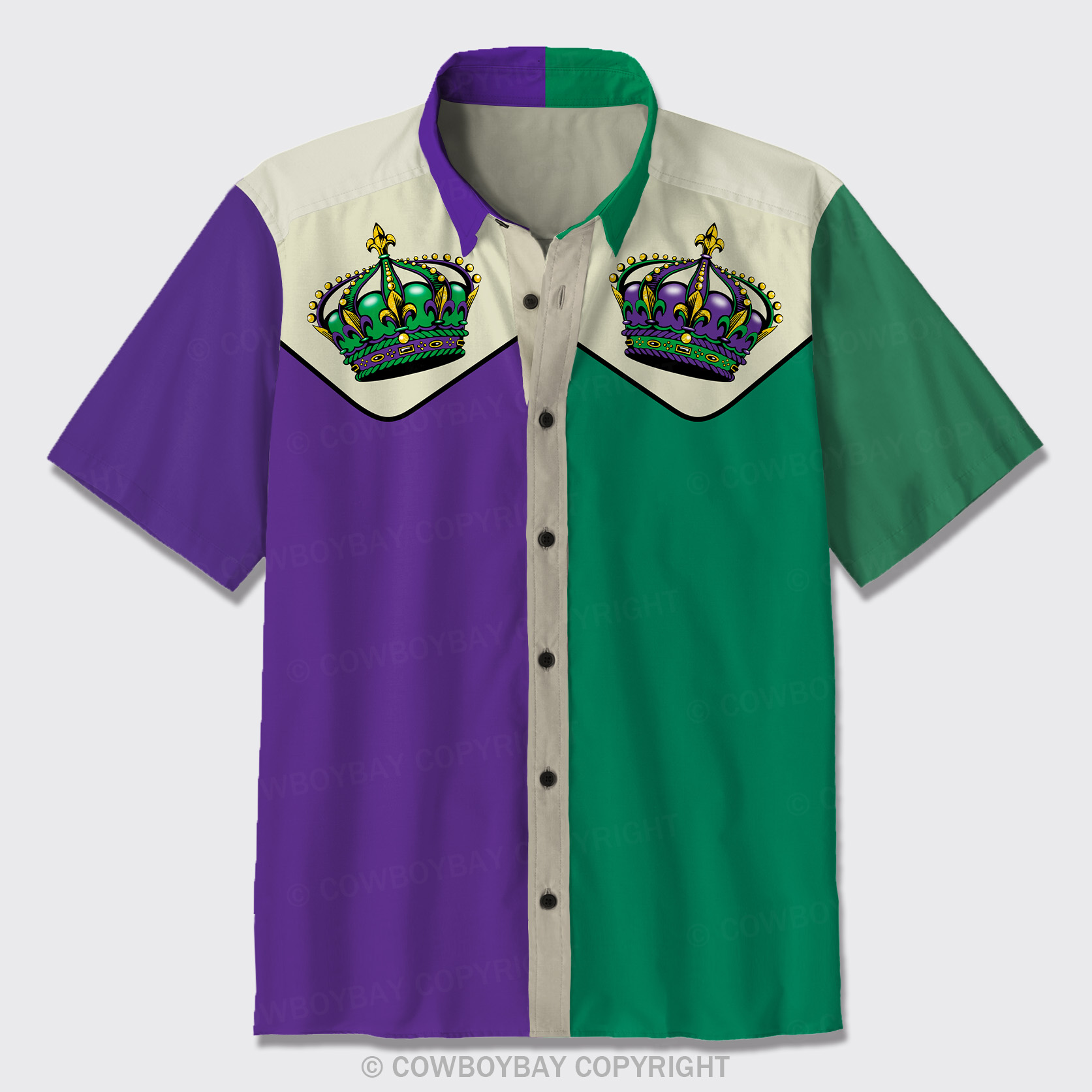 Mardi Gras Crown Button Up Shirts