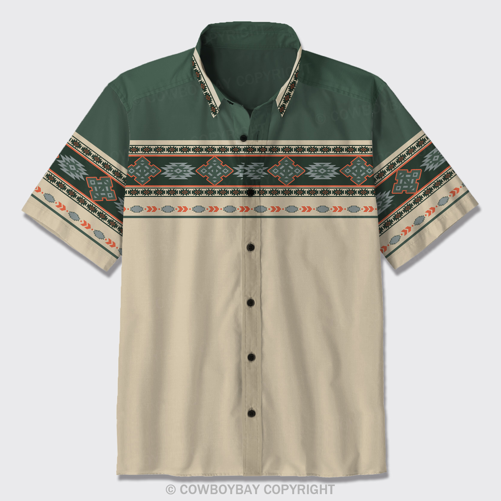 Aztec Pattern Design Button Up Shirts_5