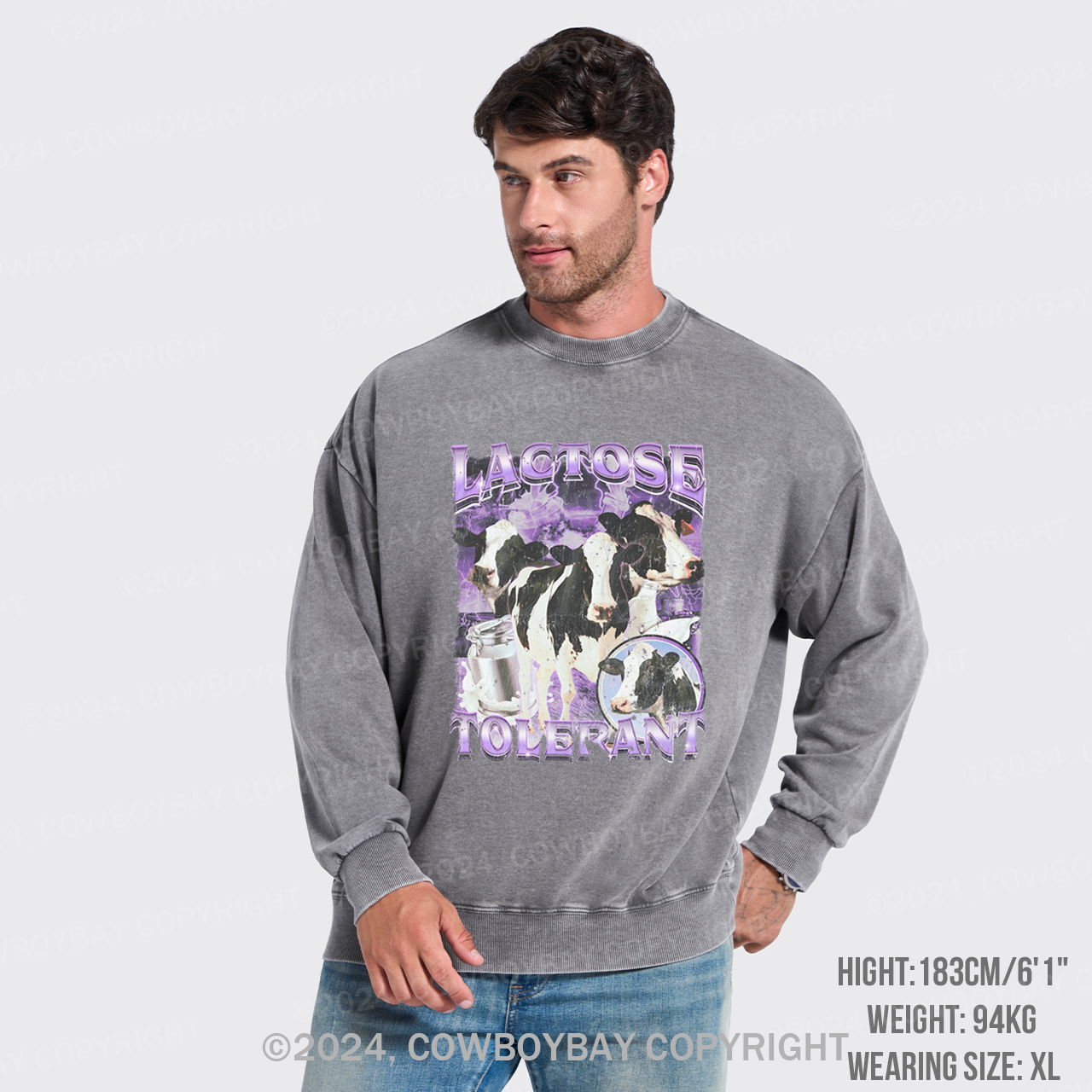 Lactose Tolerant Washed Sweatshirts