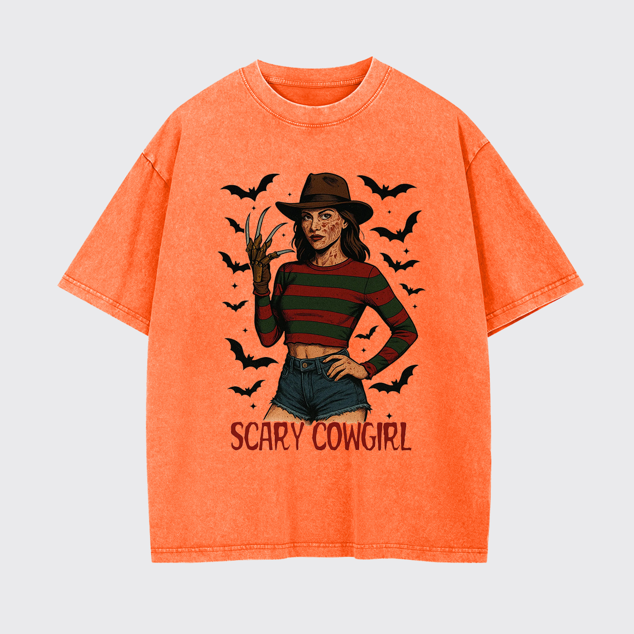 Scary Cowgirl Halloween Horror Garment-dye Tees