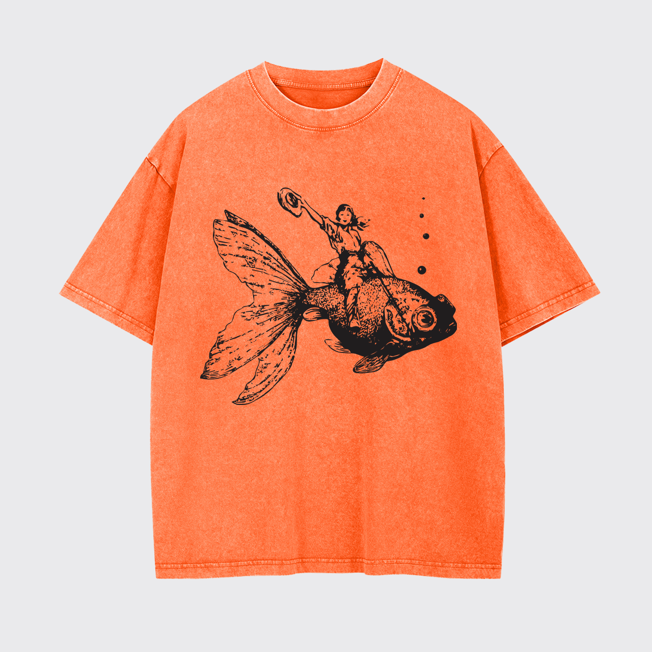 Goldfish-Riding Cowgirl Garment-dye Tees